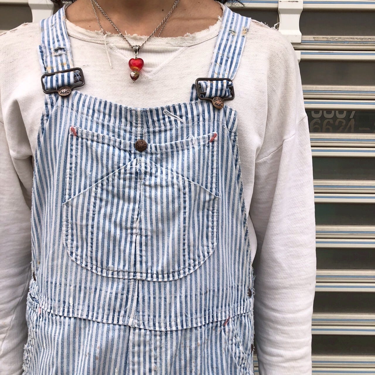 60s USA製 Big Mac ヒッコリー オーバーオール ヴィンテージ 92cm