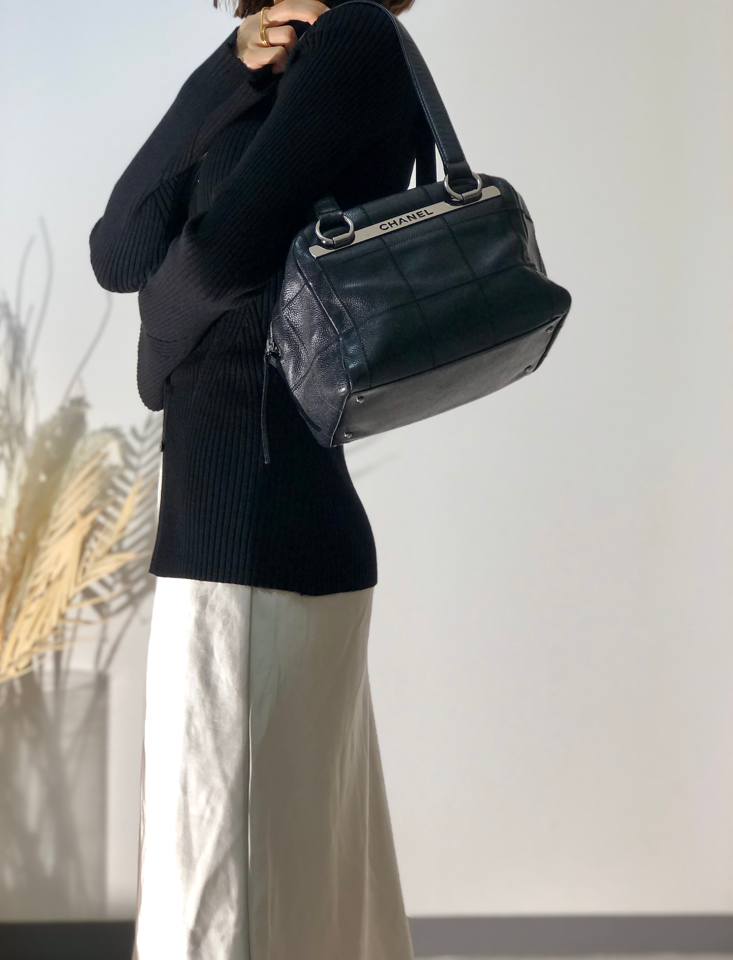 CHANEL シャネル チョコバー レザー ミニボストン ショルダーバッグ