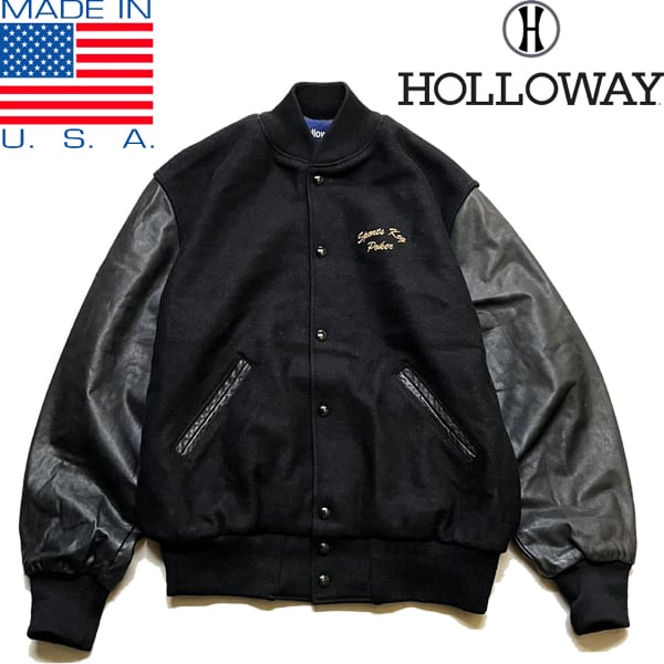 1点物◇USA製ビンテージ90s袖革アームレザー黒スタジャン古着メンズML