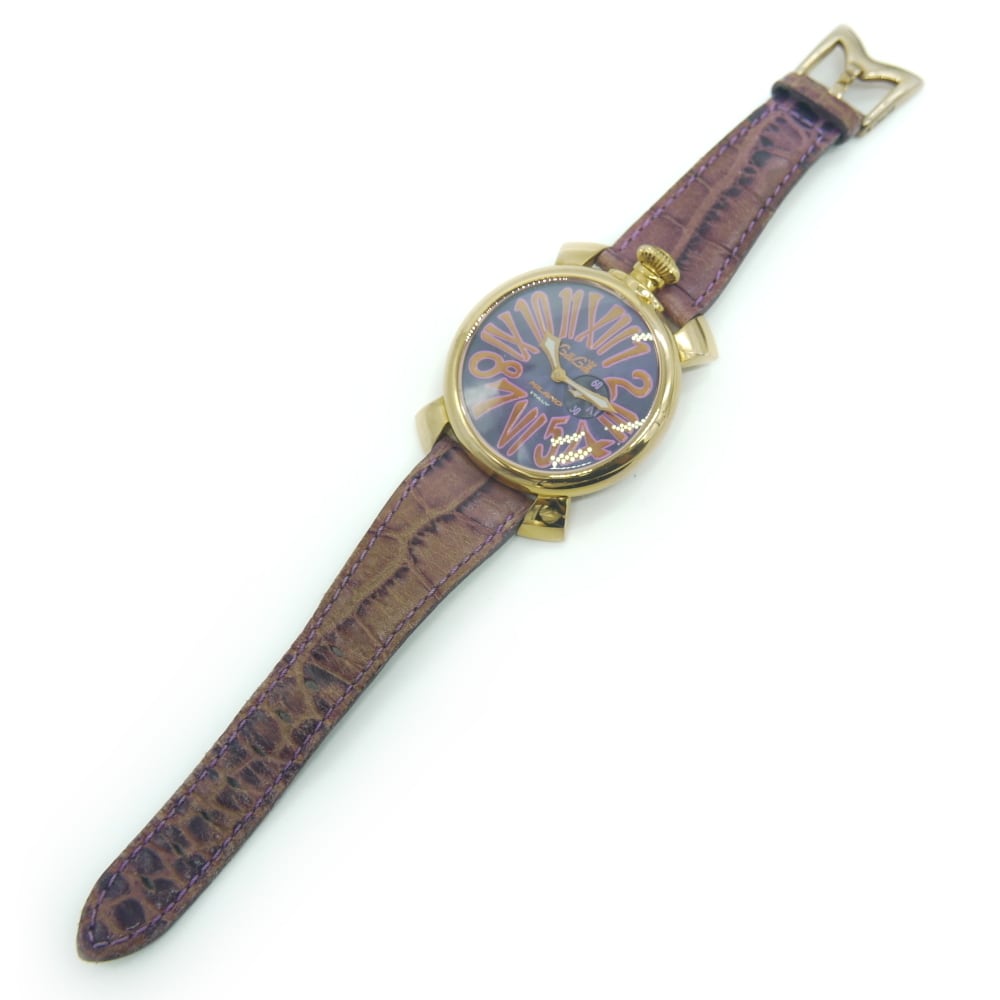GaGa MILANO ガガミラノ マヌアーレ スリム 46mm クォーツ パープル