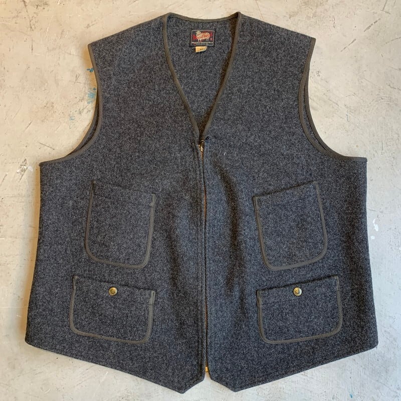 50's Woolrich ウールリッチ ジップアップウールベスト グレー 針刺