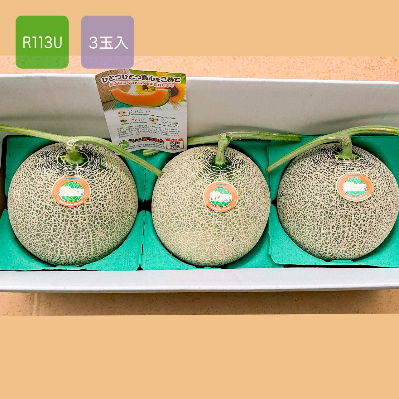最高級富良野メロン R113U 秀品 特大玉(2.0〜2.5キロ)3玉入 | ファーム