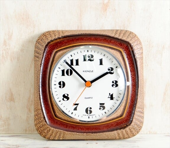 ドイツ製 KIENZLE 陶器フレーム 壁時計 電池式 キンツレー