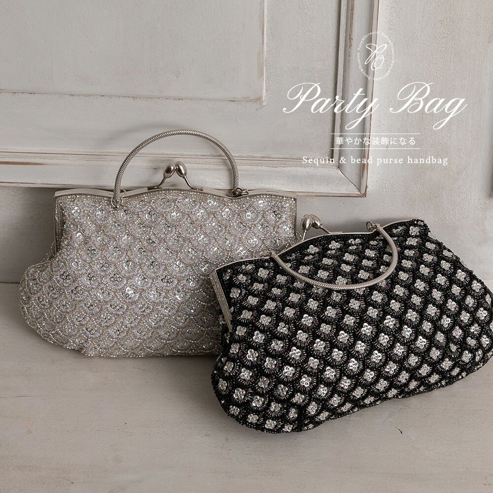 900014 epic day エピックデイスパンコール＆ビーズがま口ハンドバッグ