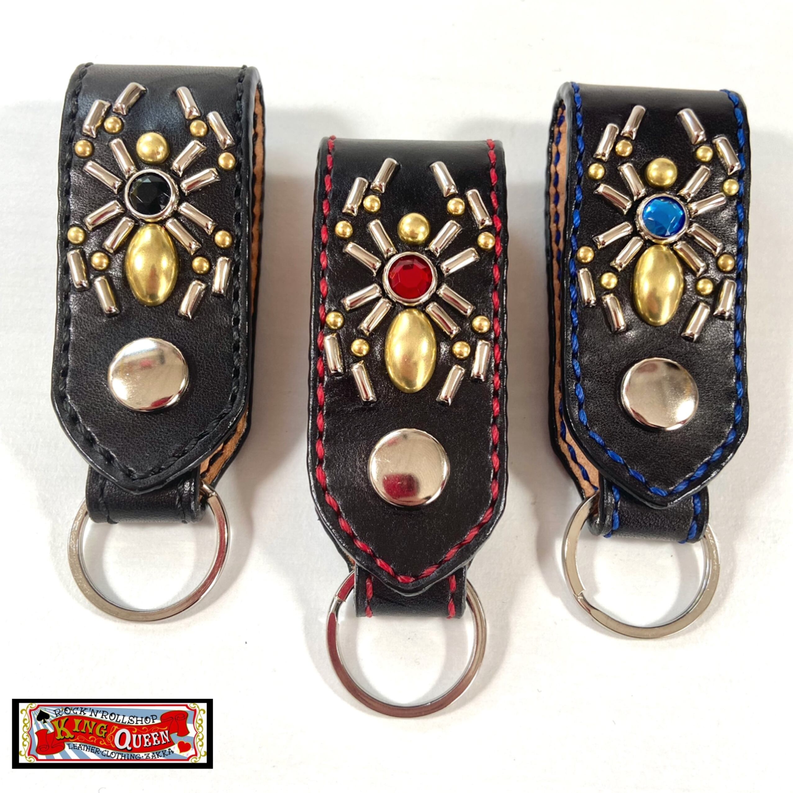 フック変更】スタッズキーホルダー［sh300-1502］国産レザー フック