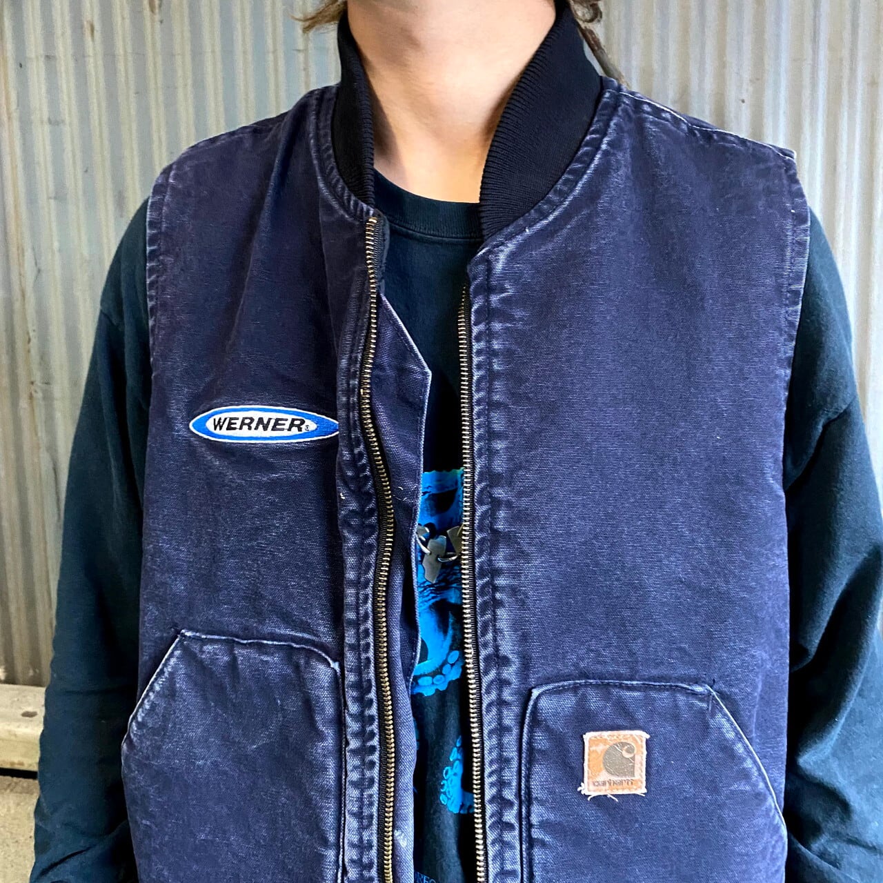 Carhartt カーハート ダック地 ベスト キルティングライナー 企業ロゴ