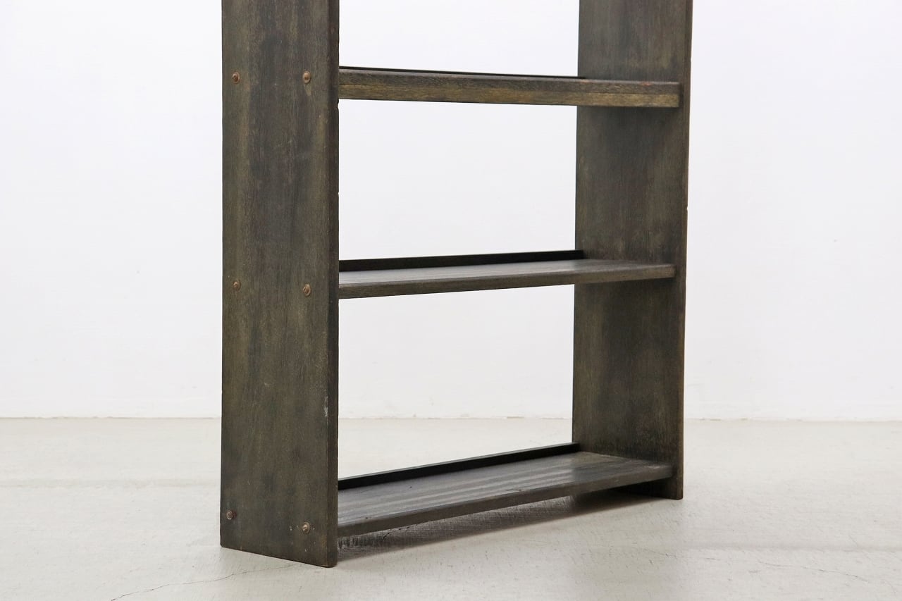 沼津店】 レトロ ラワン 無垢材 本棚 シェルフ 飾り棚 食器棚