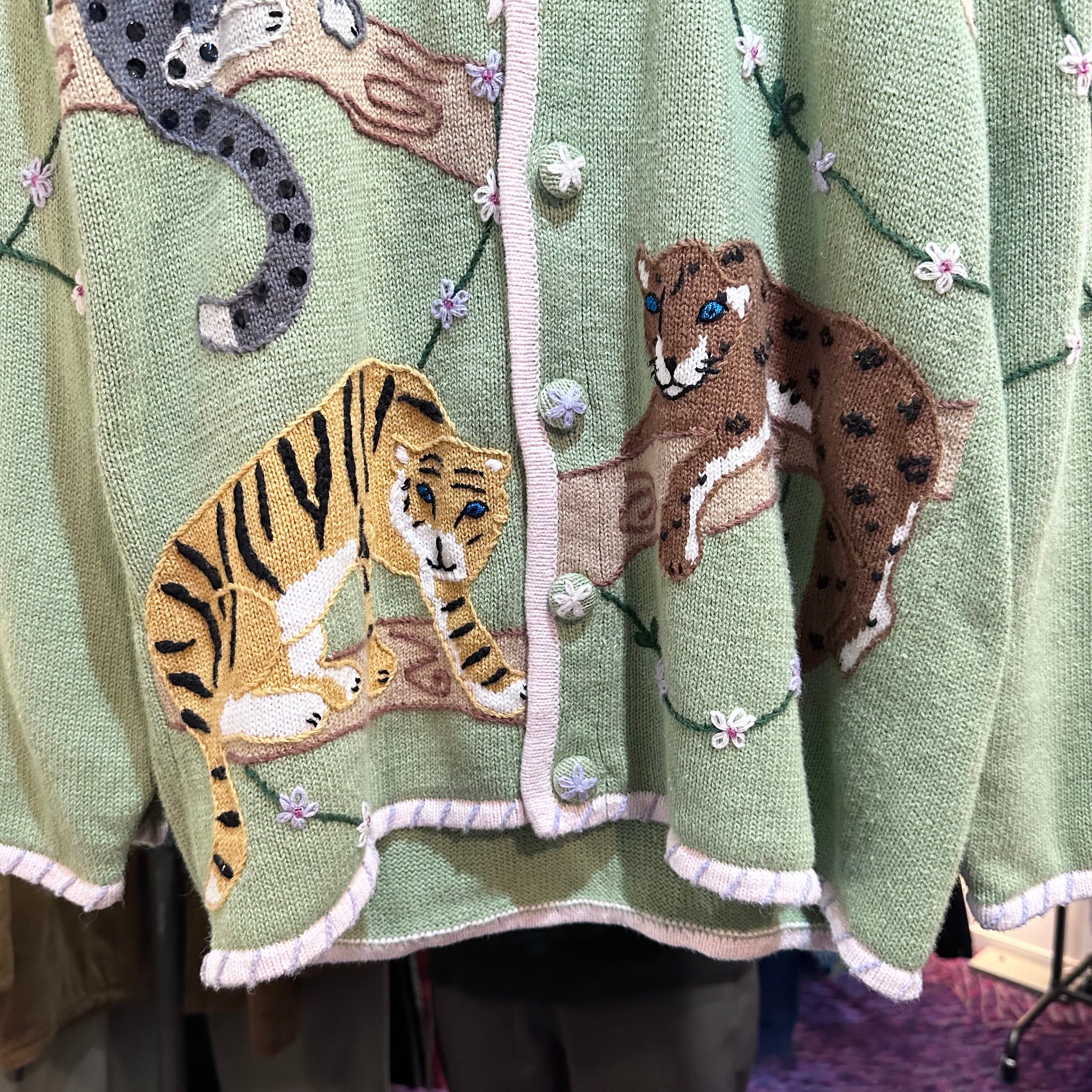 90's Storybook Feline Cardigan ネコ科 カーディガン B1 | nitako