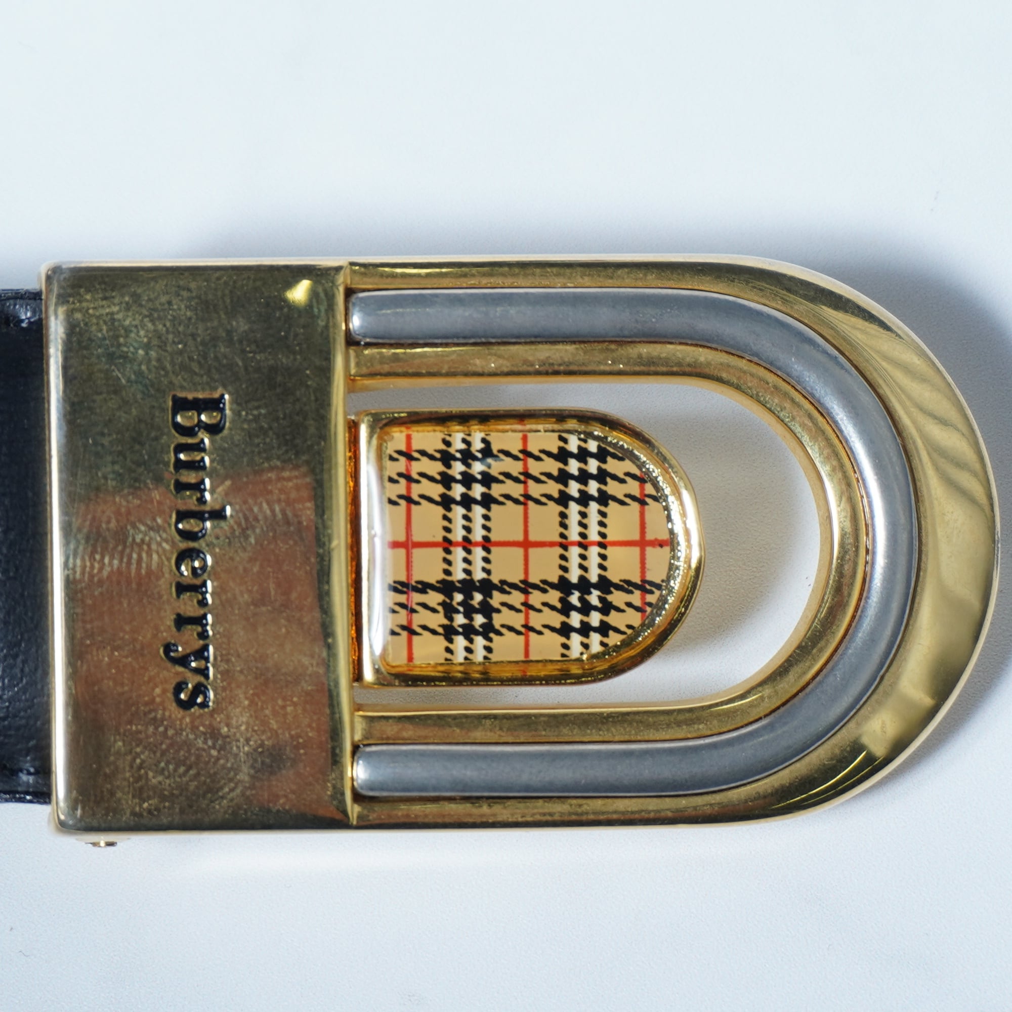 BURBERRY】バーバリー ロゴ入ノバチェックゴールドバックルベルト