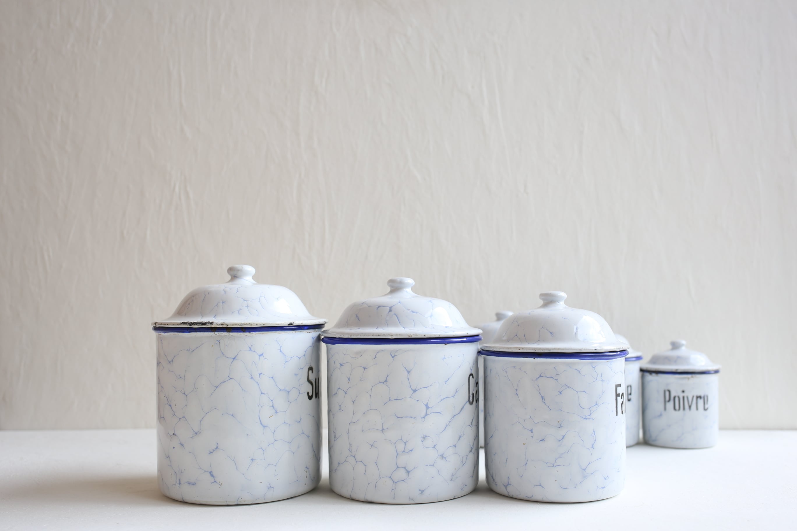 フランス アンティーク ホーロー キャニスター 6個セット N-06129