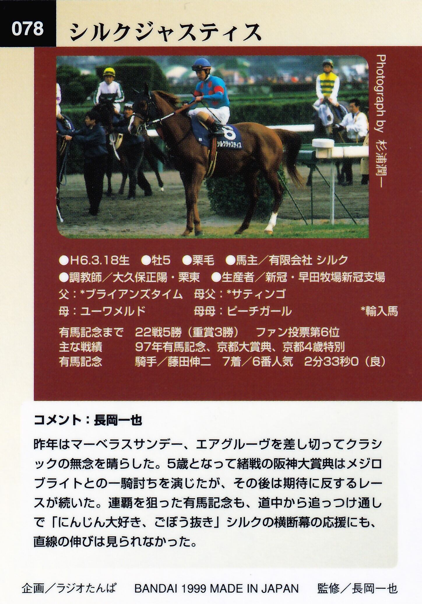 シルクジャスティス：第43回 有馬記念出走馬「サラブレッドカード 98年