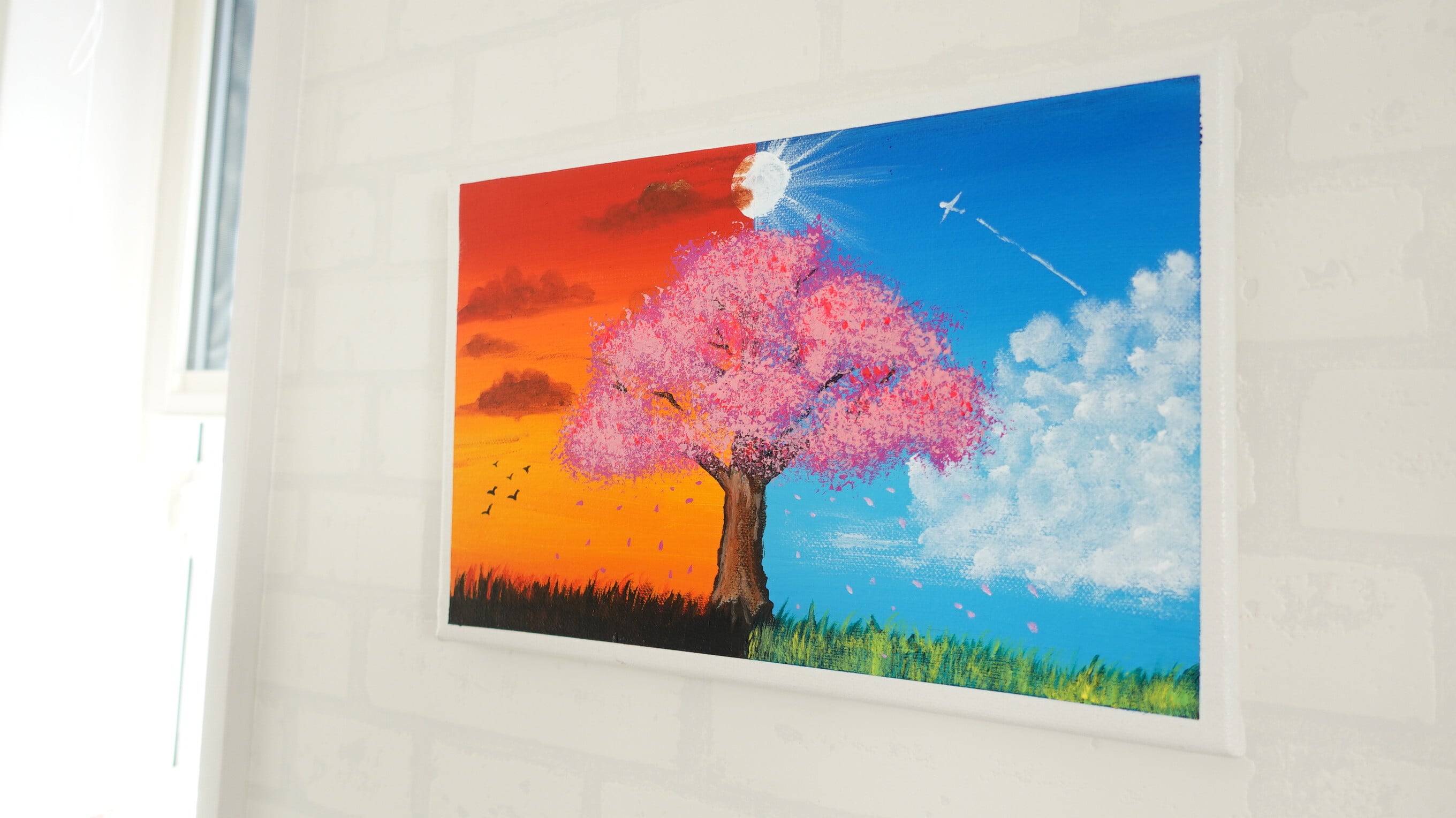 桜・2つの色【アクリル画】原画・イラスト 30×20センチ | Chopin Design