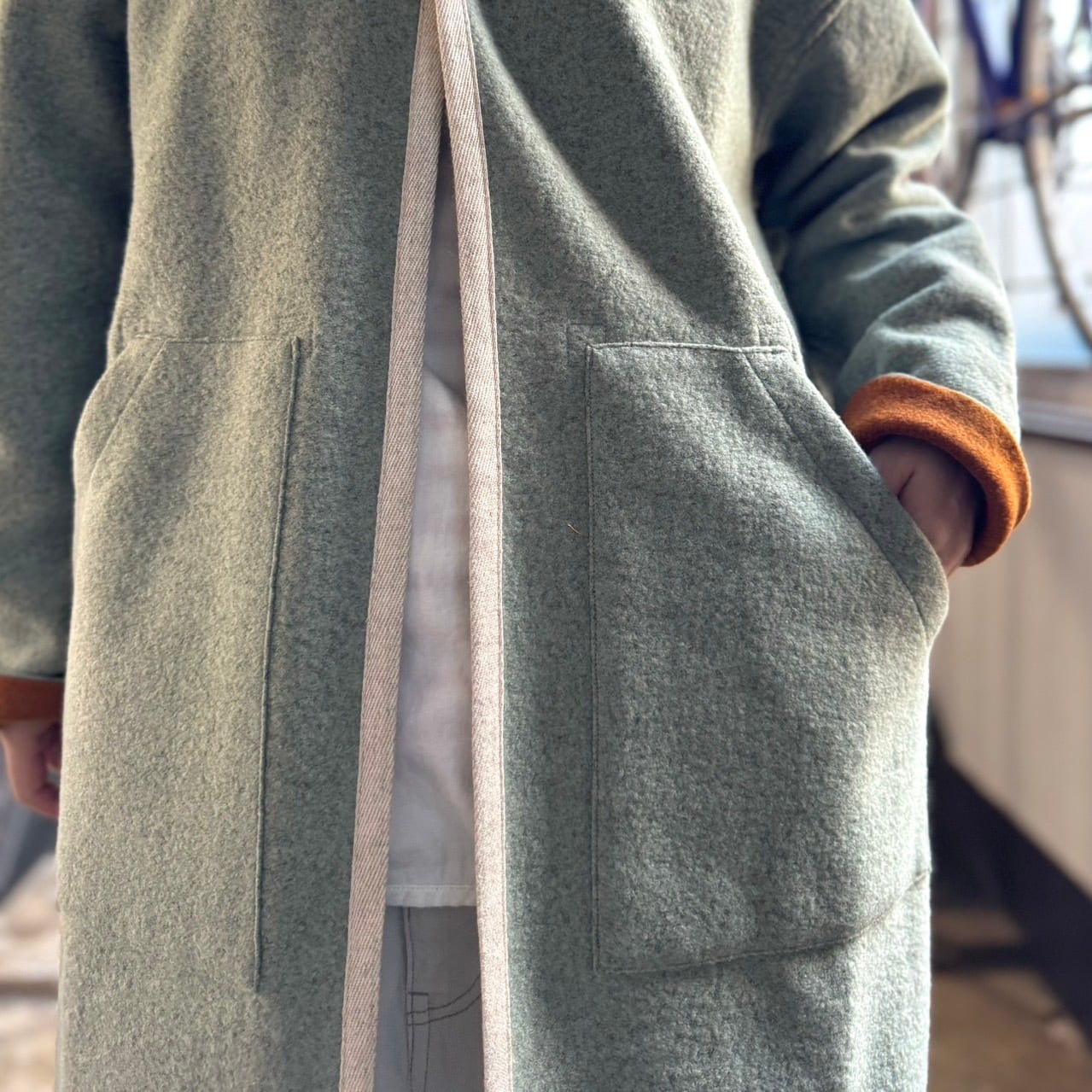 快晴堂 - Girl's リングウール／ノーカラーイージーコート | clever