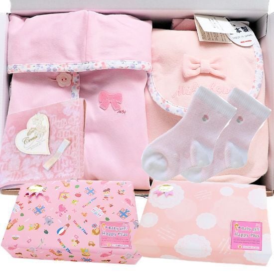 ミキハウス女の子出産祝い リバーシブルポンチョとリュックセット