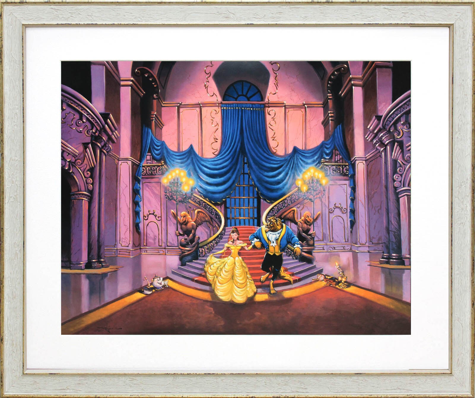 ディズニー絵画 「美女と野獣」額縁/展示用フック付 限定1500部
