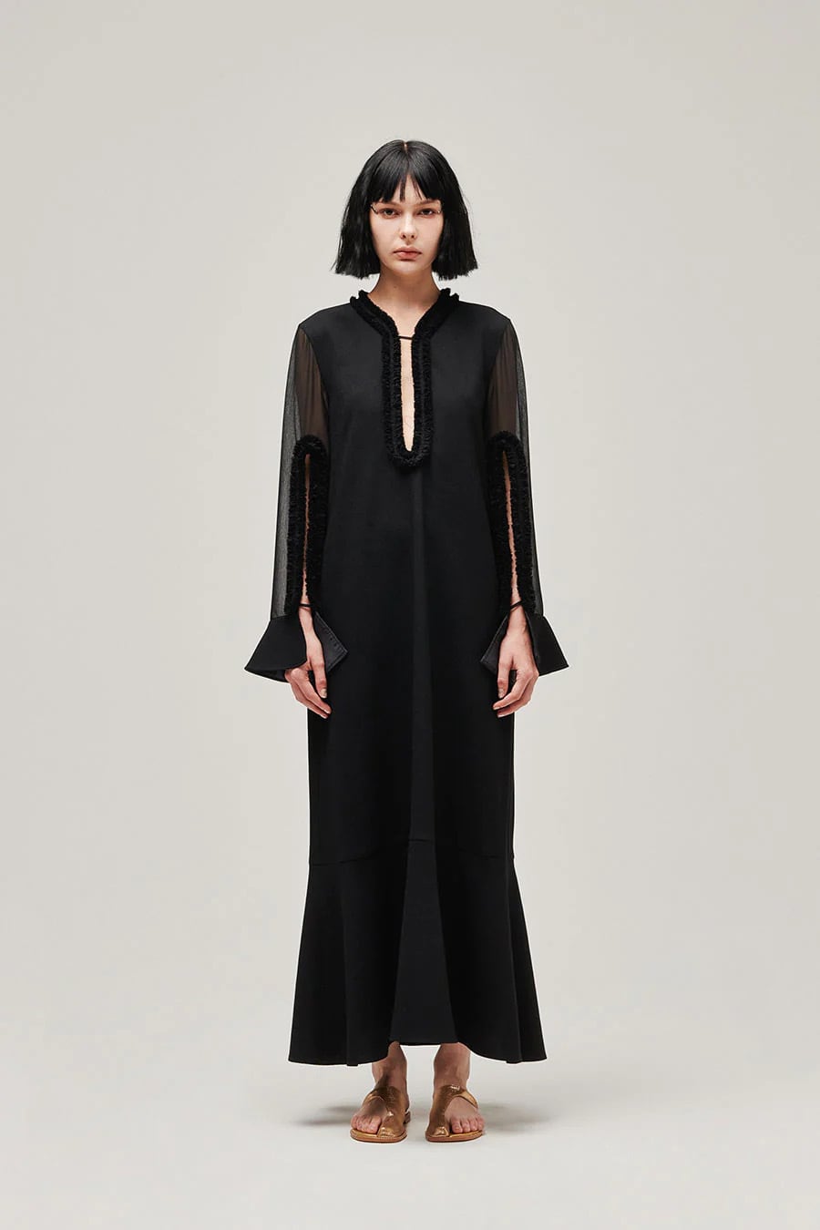 24SS】FUMIE=TANAKA frill neck op( BLACK) F24S-14 | IAAAM ONLINE STORE