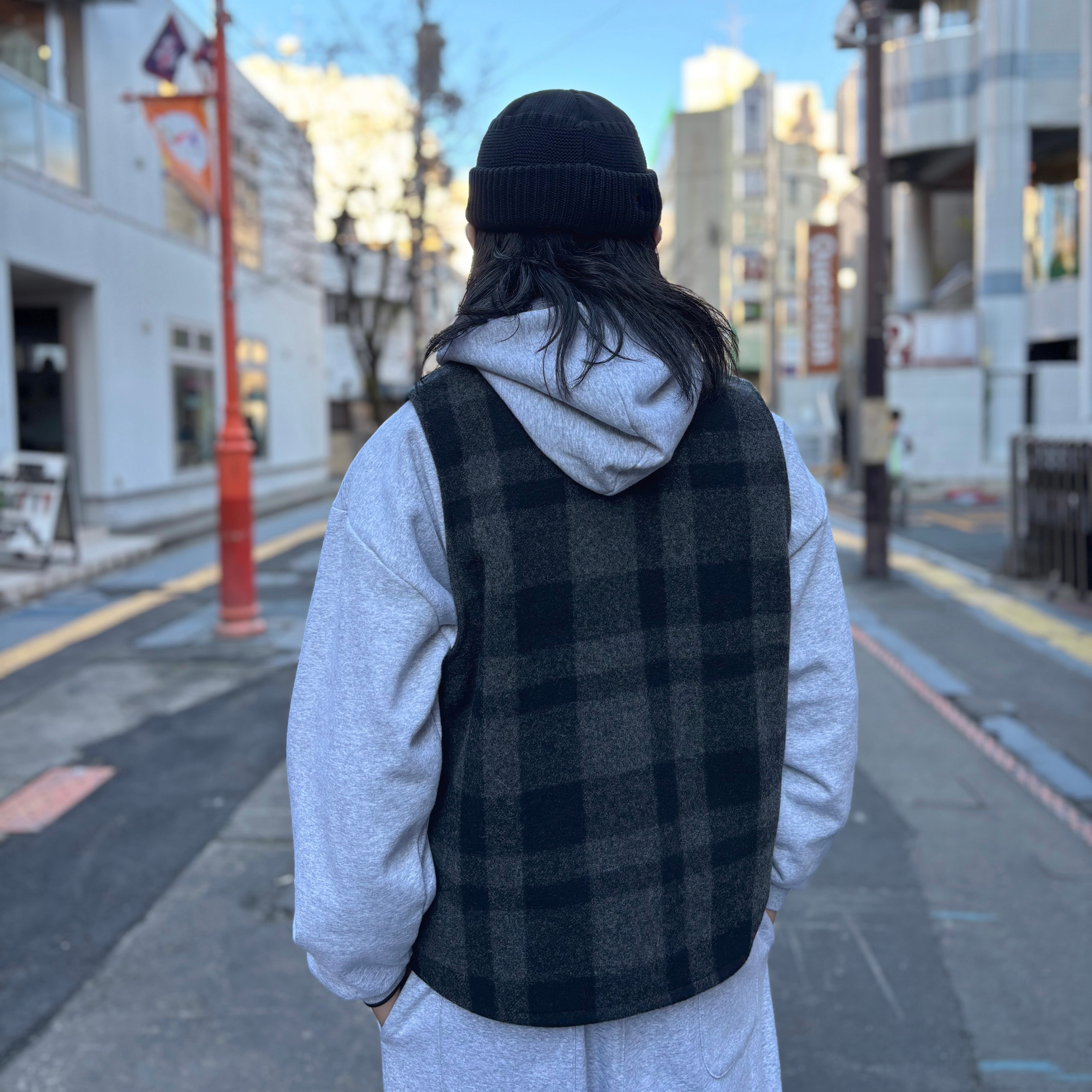 FILSON / MACKINAW WOOL VEST Charcoal/Black Plaid - Made in USA