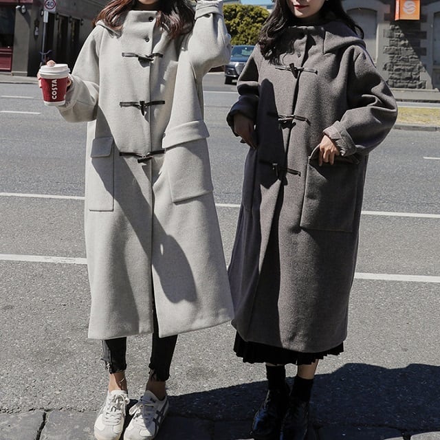 大人気!! 冬 コート 2色 グレー・ダークグレー ロング丈 ダッフル