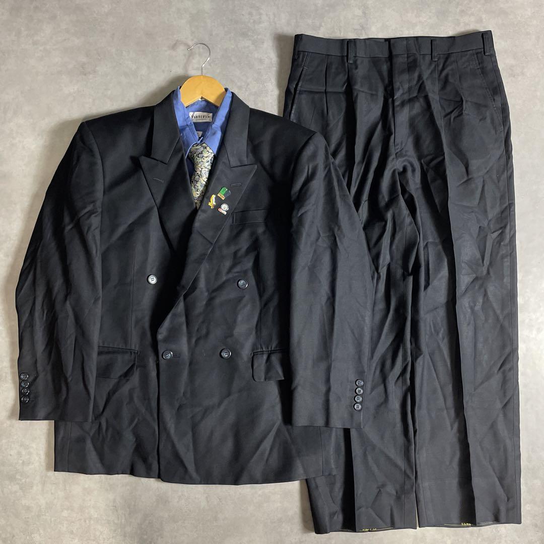 90s ヴィンテージ スーツ ダブル セットアップ ピンズvol.84 グレー