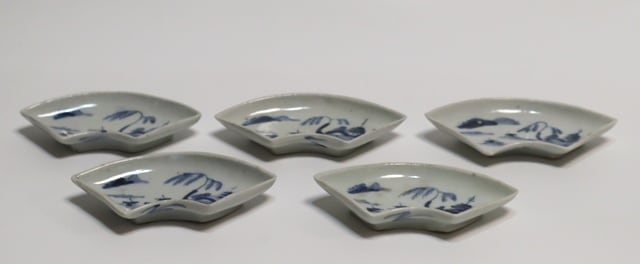 古伊万里染付 扇面形山水紋豆皿 5枚 | 賢祥堂 うつわ店
