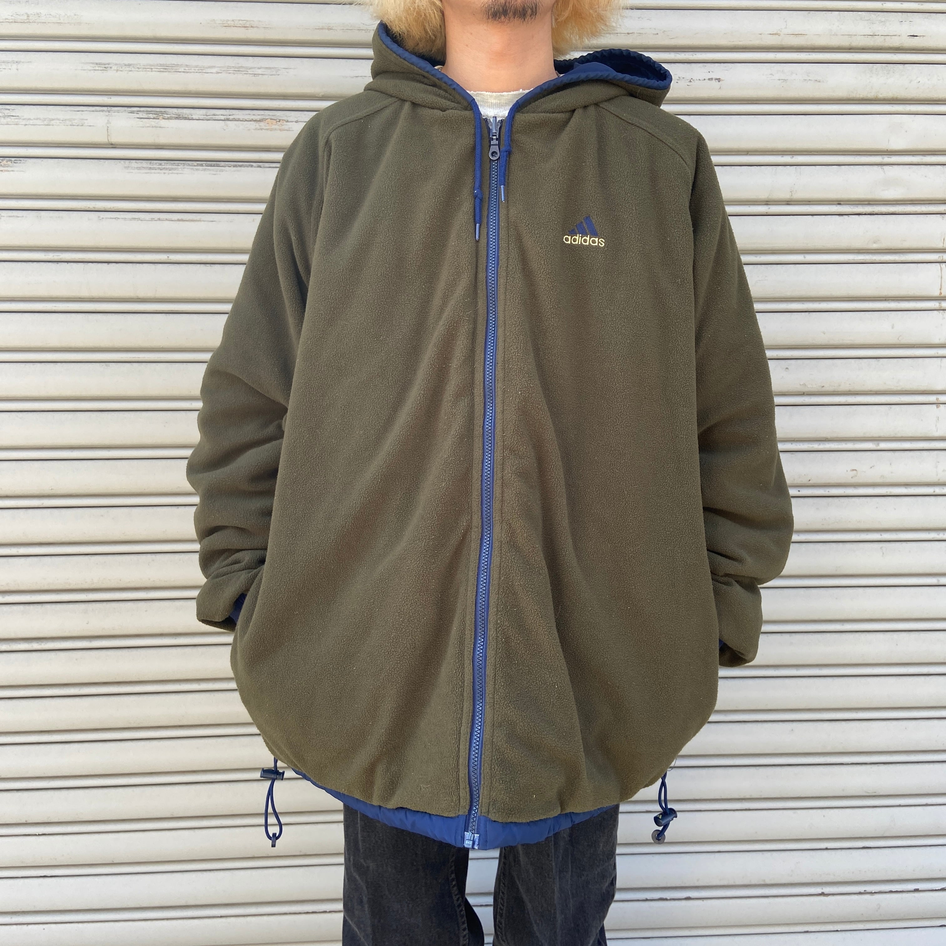 90s adidas アディダス リバーシブルジャケット ナイロン フリースXL