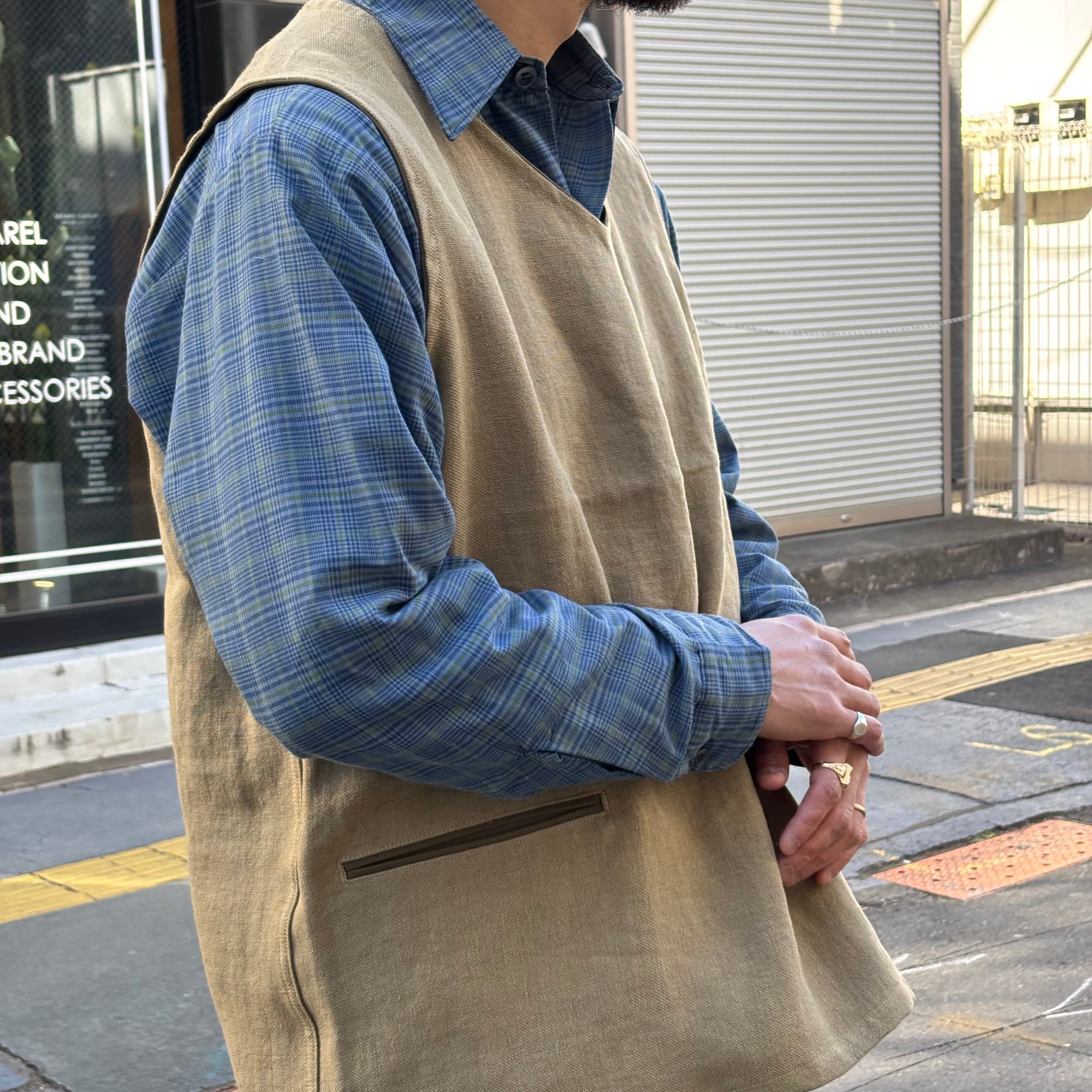 NIGEL CABOURN / FRENCH WORK VEST LINEN PIN OX (ナイジェルケーボン