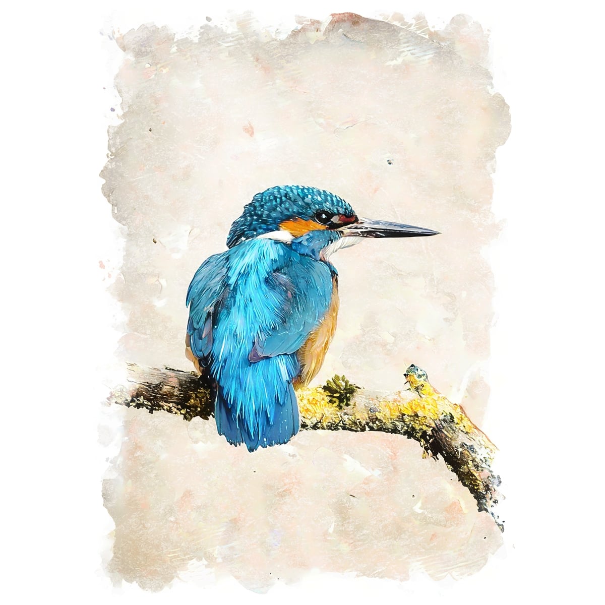 絵画 動物 鳥 カワセミ インテリアアート額付き 水彩画・油絵風