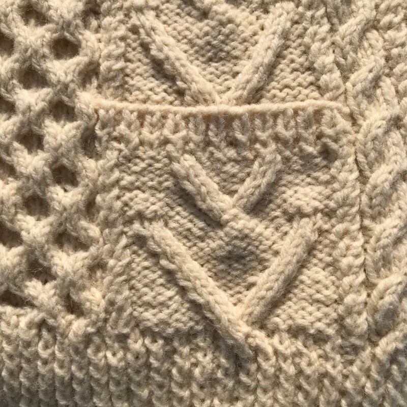 60's 70's アランニットカーディガン HAND KNIT フィッシャーマン 生成