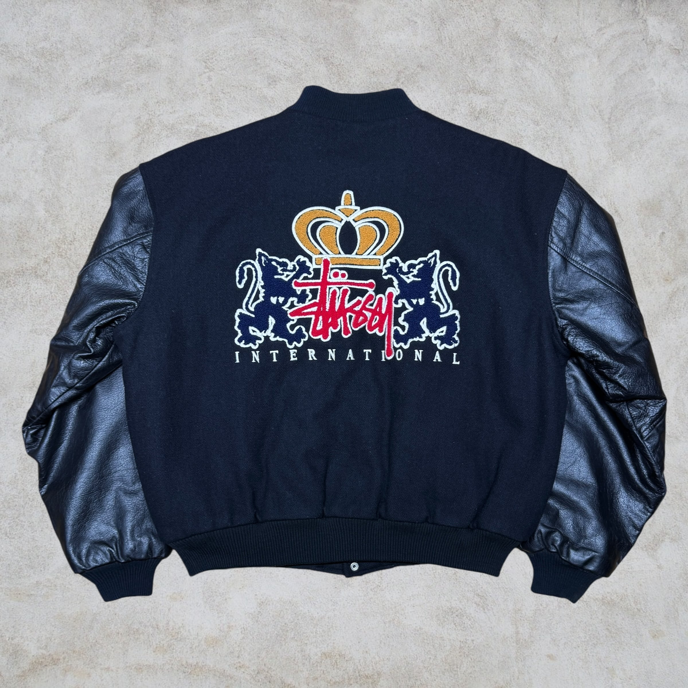 Special!!】90's bootleg stussy Rasta Dragon Design Varsity Jacket