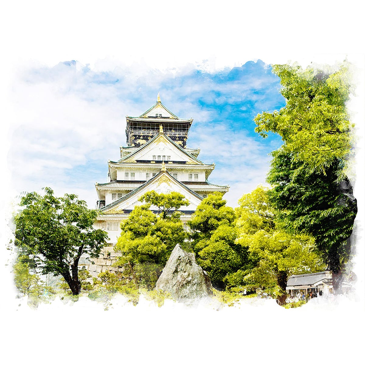 油絵 「アンボアーズ城」 風景画 8号 額装付き