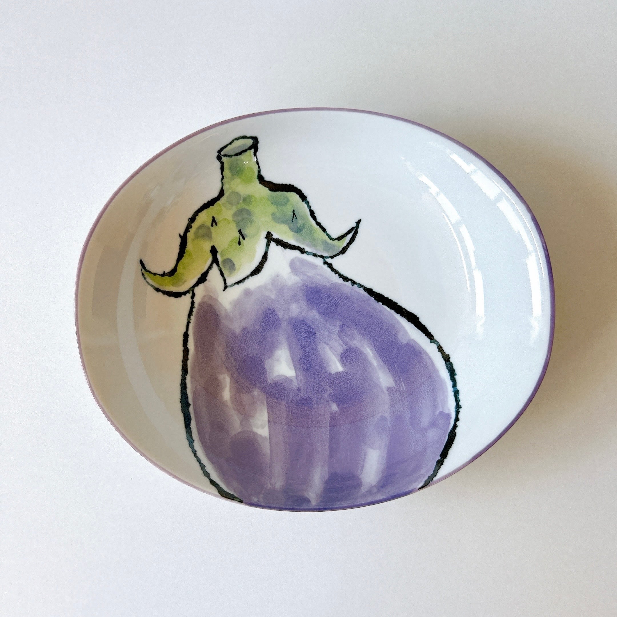 絵手紙シリーズ なす 楕円型75鉢 | FUTADA