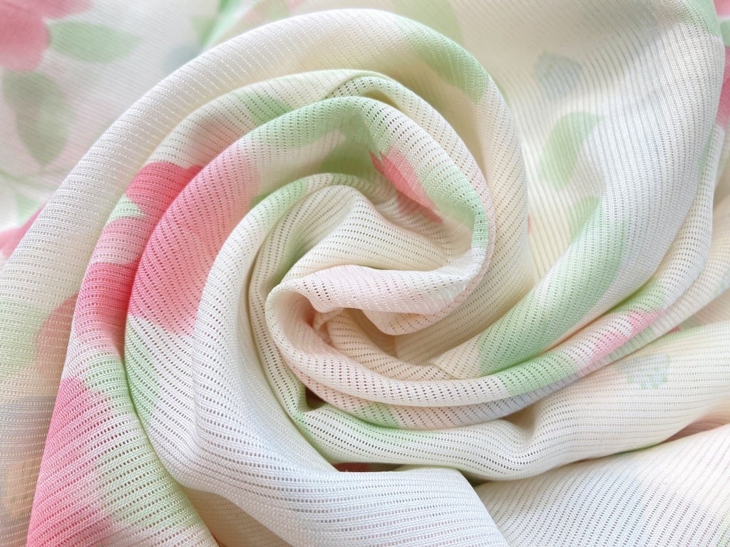 夏】未使用 型染め友禅 夏椿 花柄 絽 夏着物 小紋 正絹 白 クリーム色