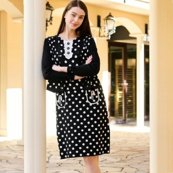 スーパービューティー ワンピース ドット ニット 2024年春夏 ブラック