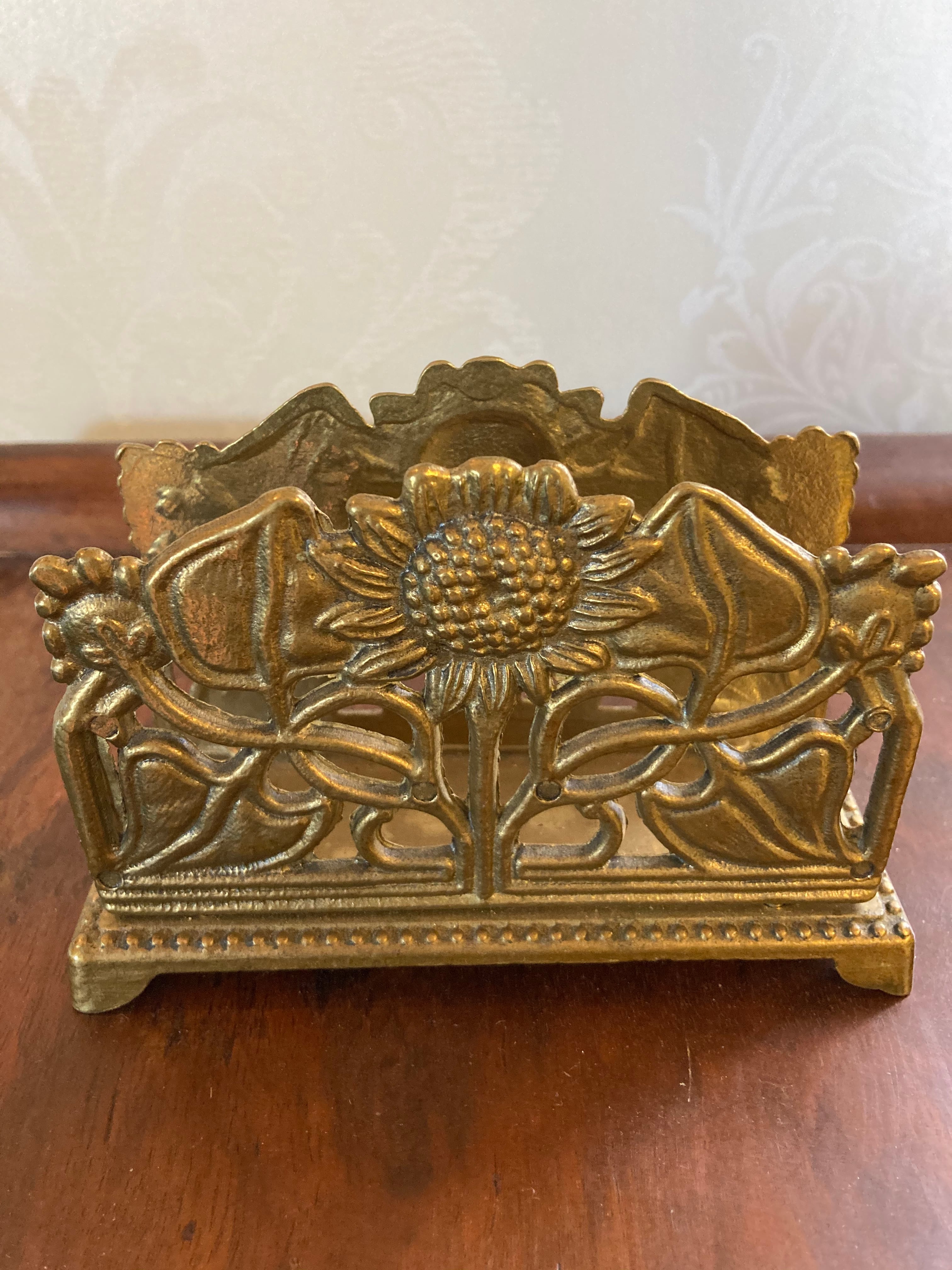 イギリス アンティーク レターラックorナプキンホルダー 真鍮製 1900