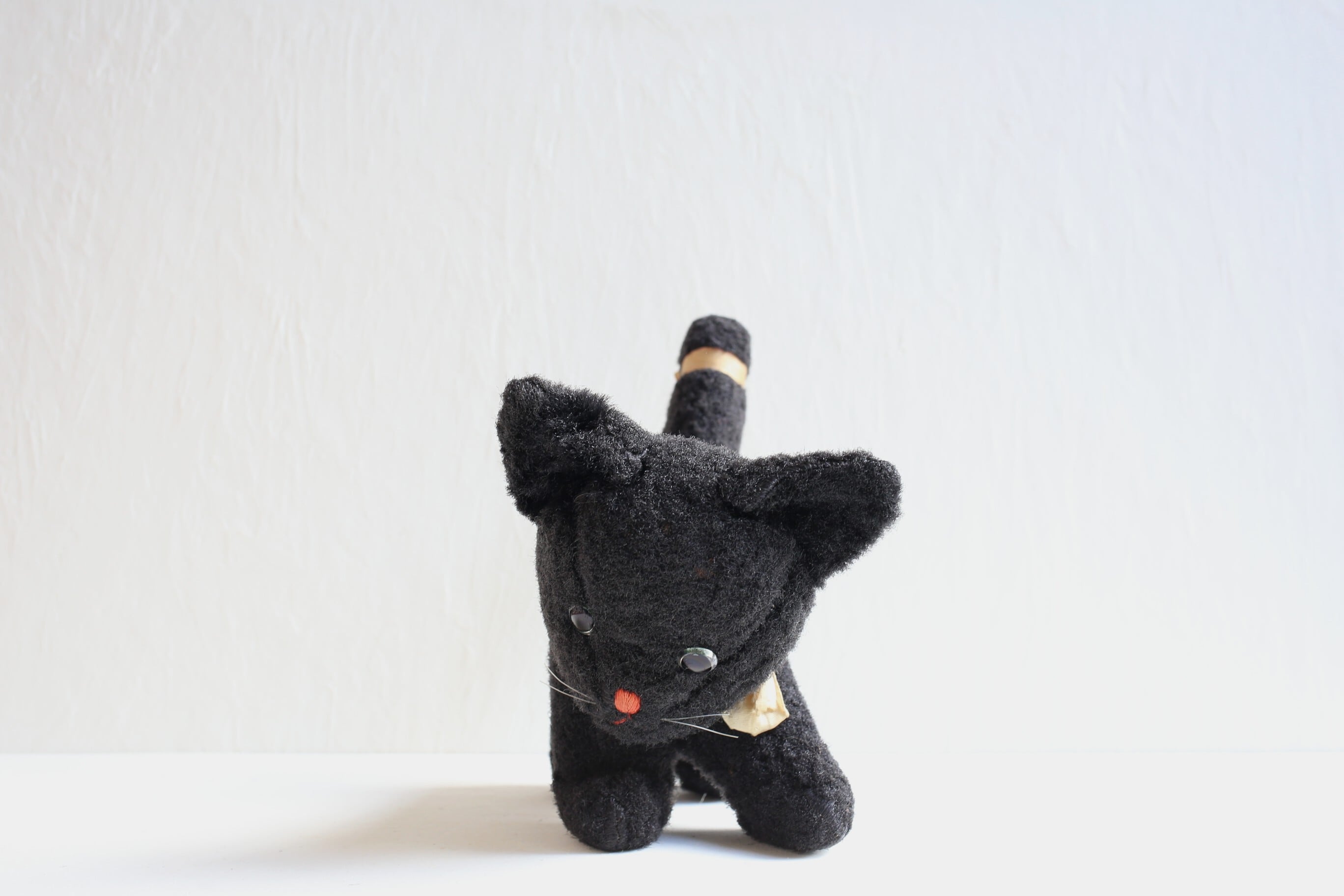 フランス アンティーク ヴィンテージ ぬいぐるみ 黒猫 約27cm N-06267