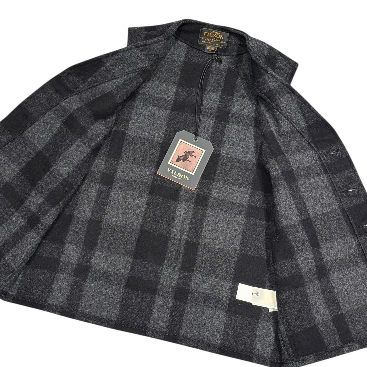 FILSON / MACKINAW WOOL VEST Charcoal/Black Plaid - Made in USA