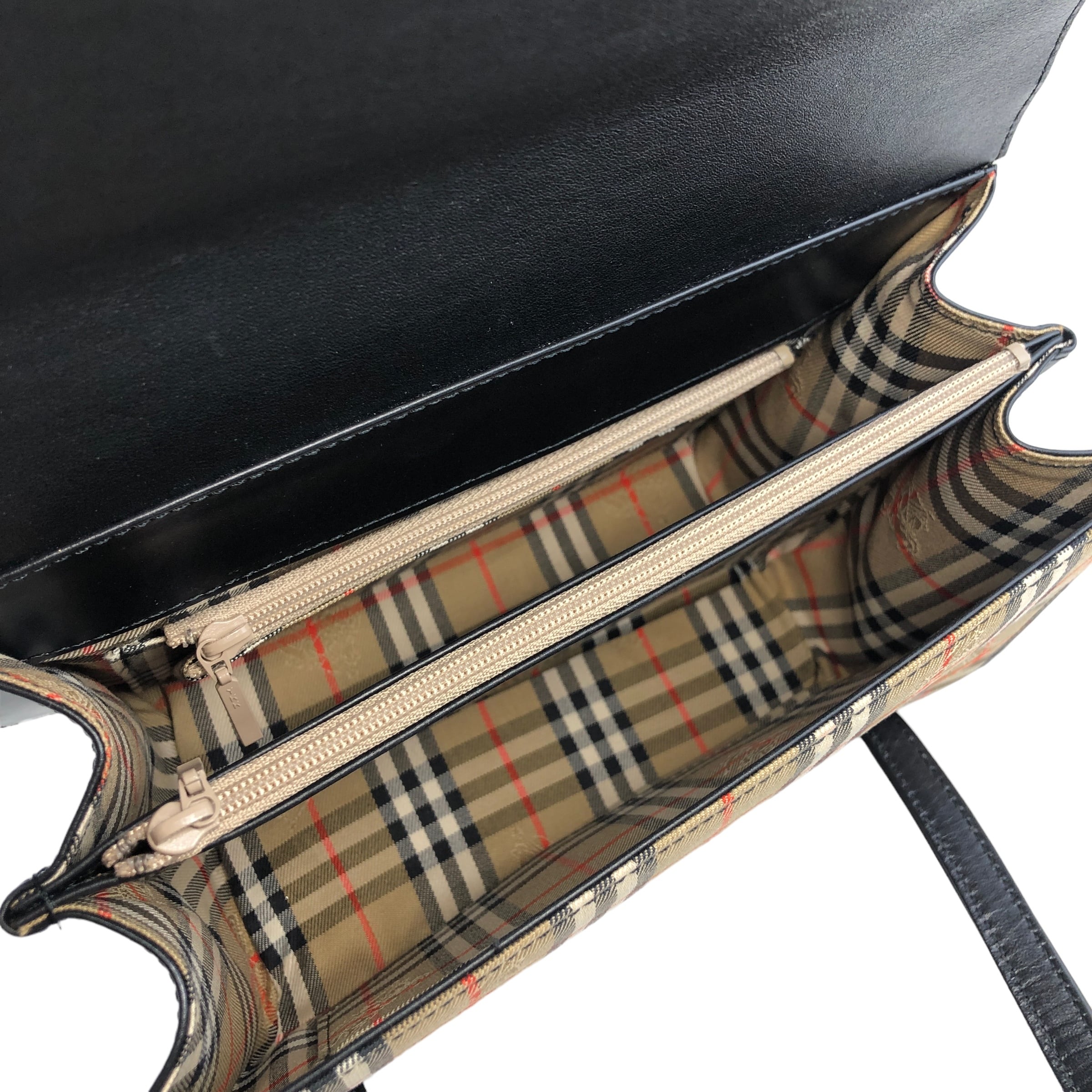 BURBERRY バーバリー ノバチェック ハンドバッグ ブラック ロゴ レザー