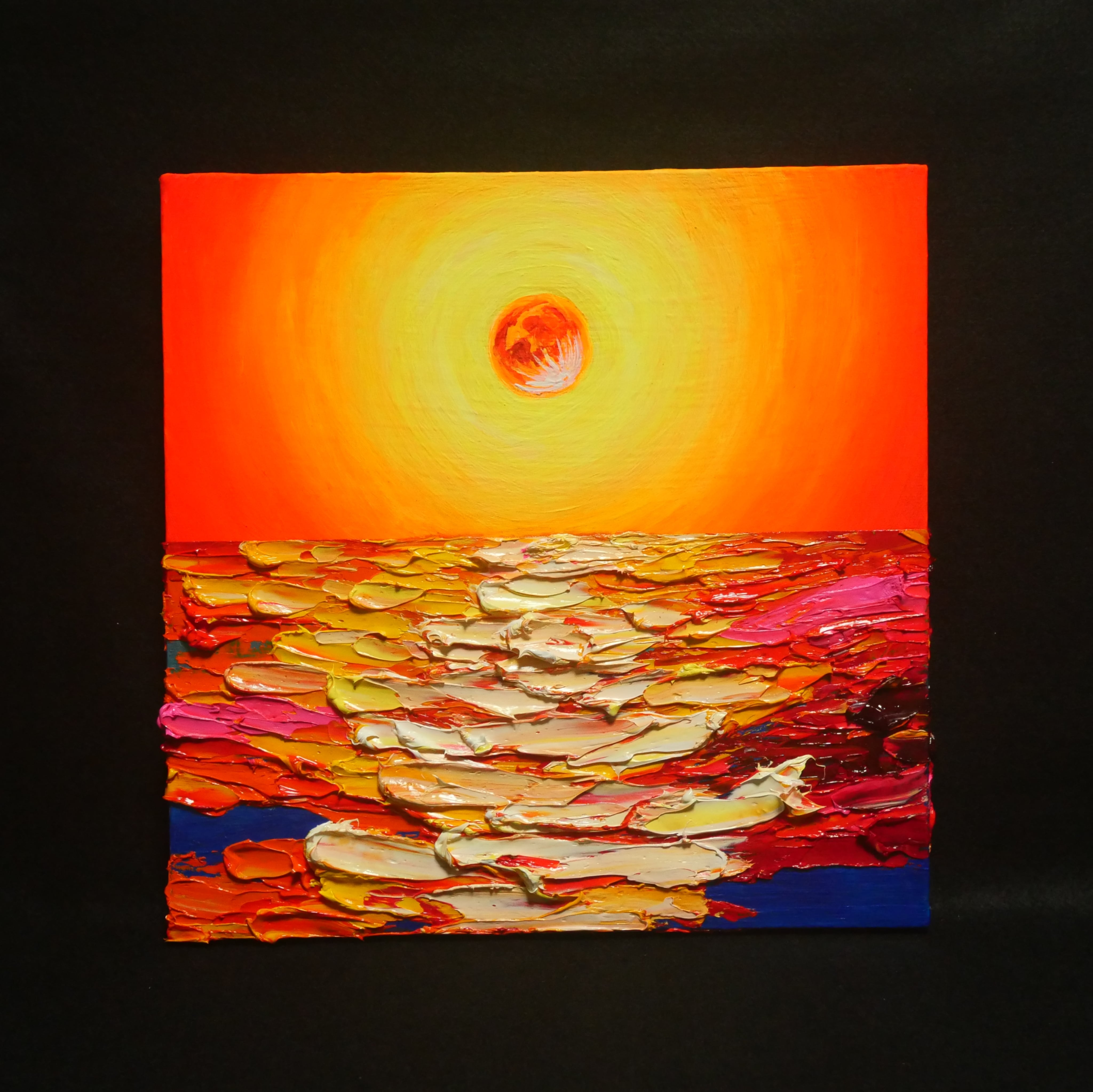 油絵 絵画 アートパネル【オレンジの月】 | HIROSHI1990