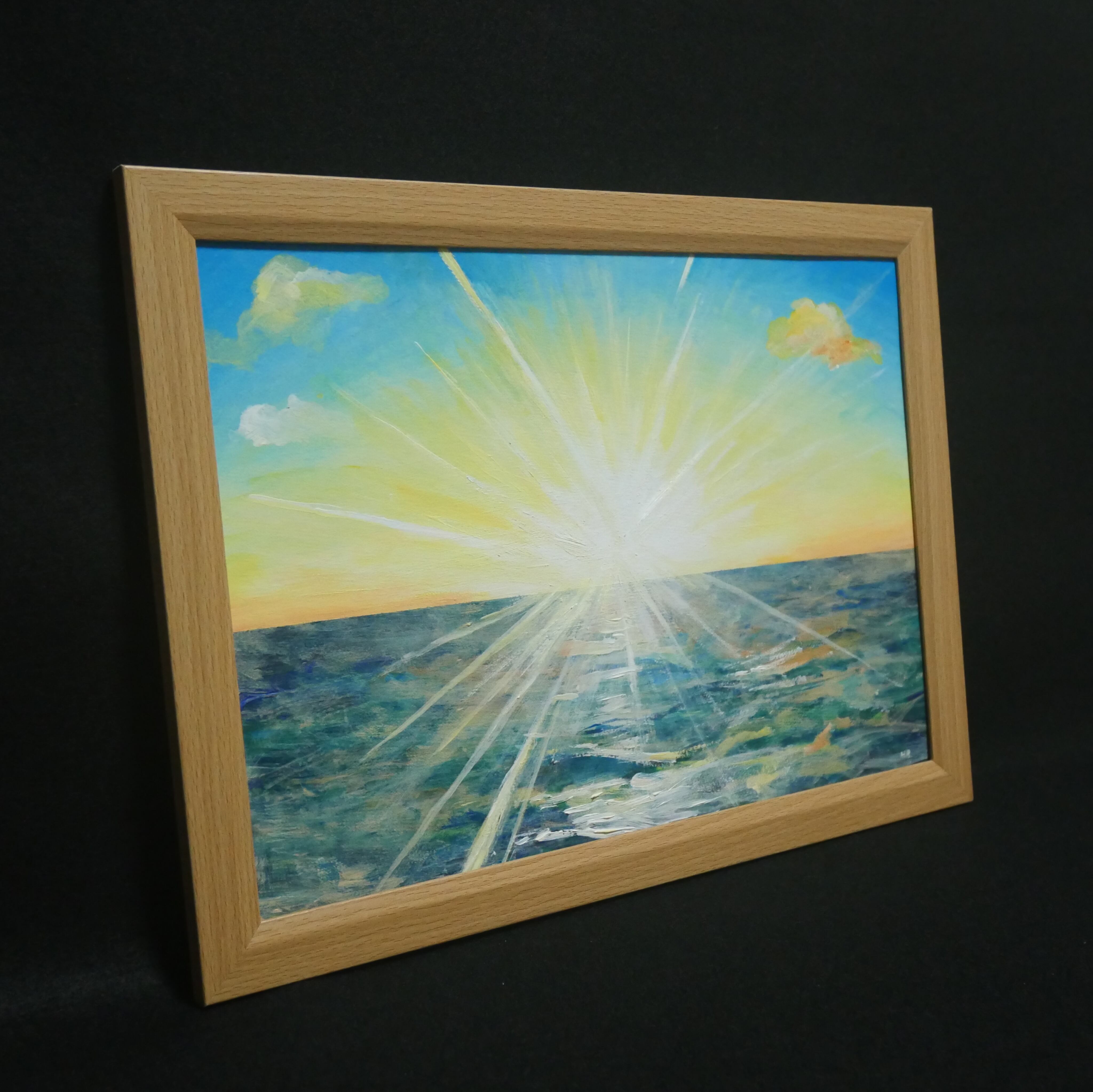 油絵 油彩 油彩画 絵 絵画【朝日の海】 | HIROSHI1990