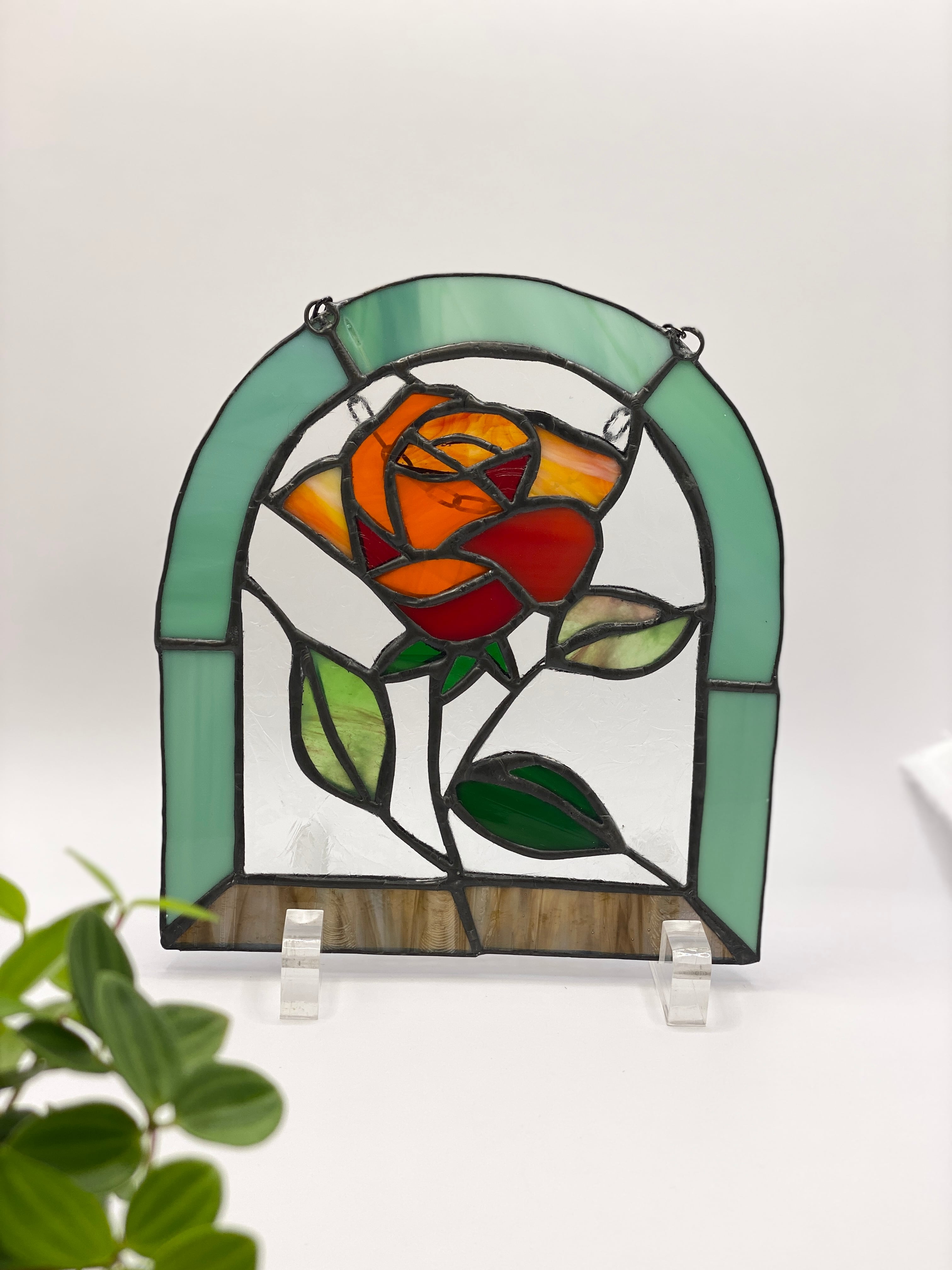 薔薇のパネル【美女と野獣】受注オーダー | ステンドグラス Happy