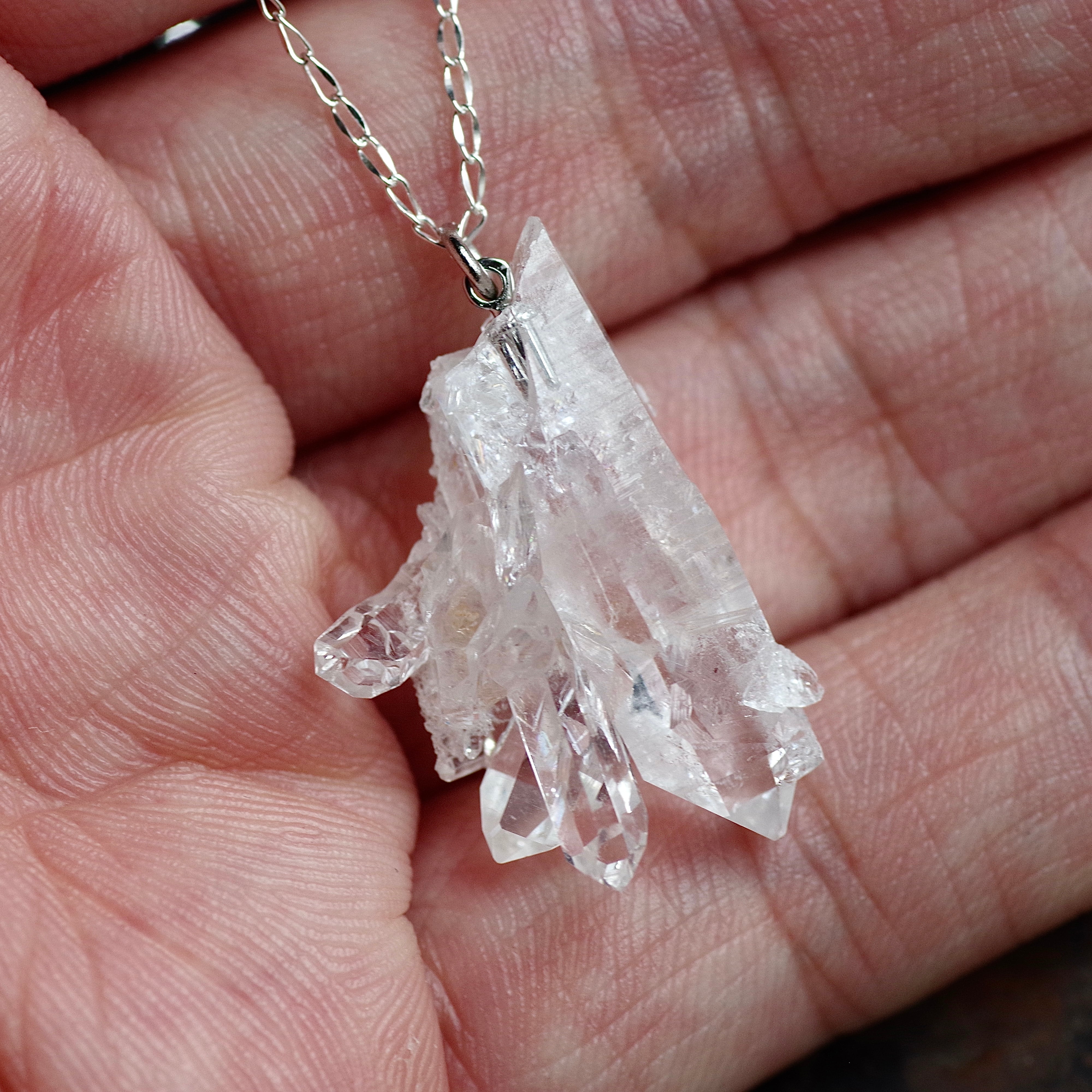 水晶 鉱物原石 シルバー925 ネックレス 【一点もの Silent Crystal