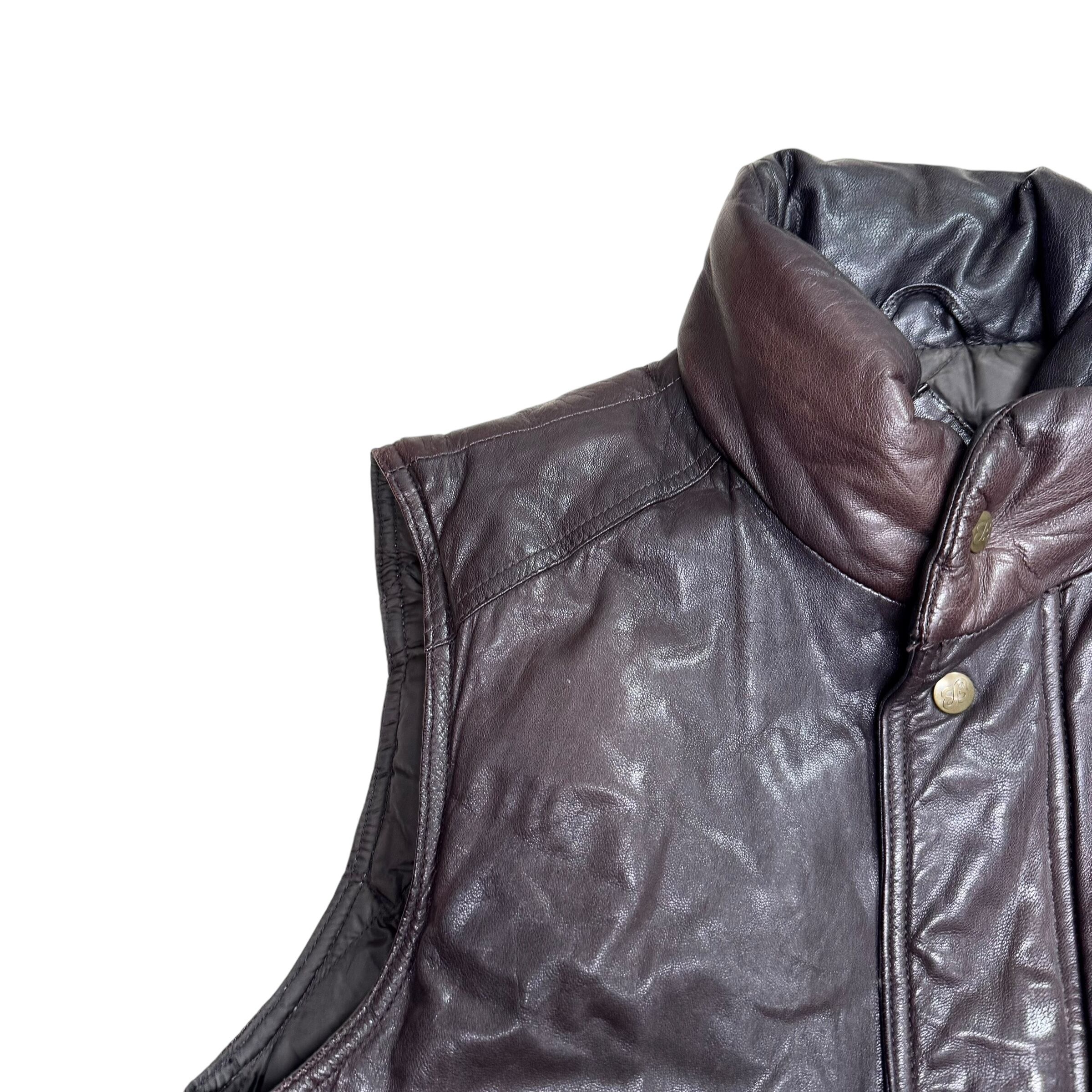 80s エディーバウアー 黒タグ グースダウン レザーベスト | 古着屋