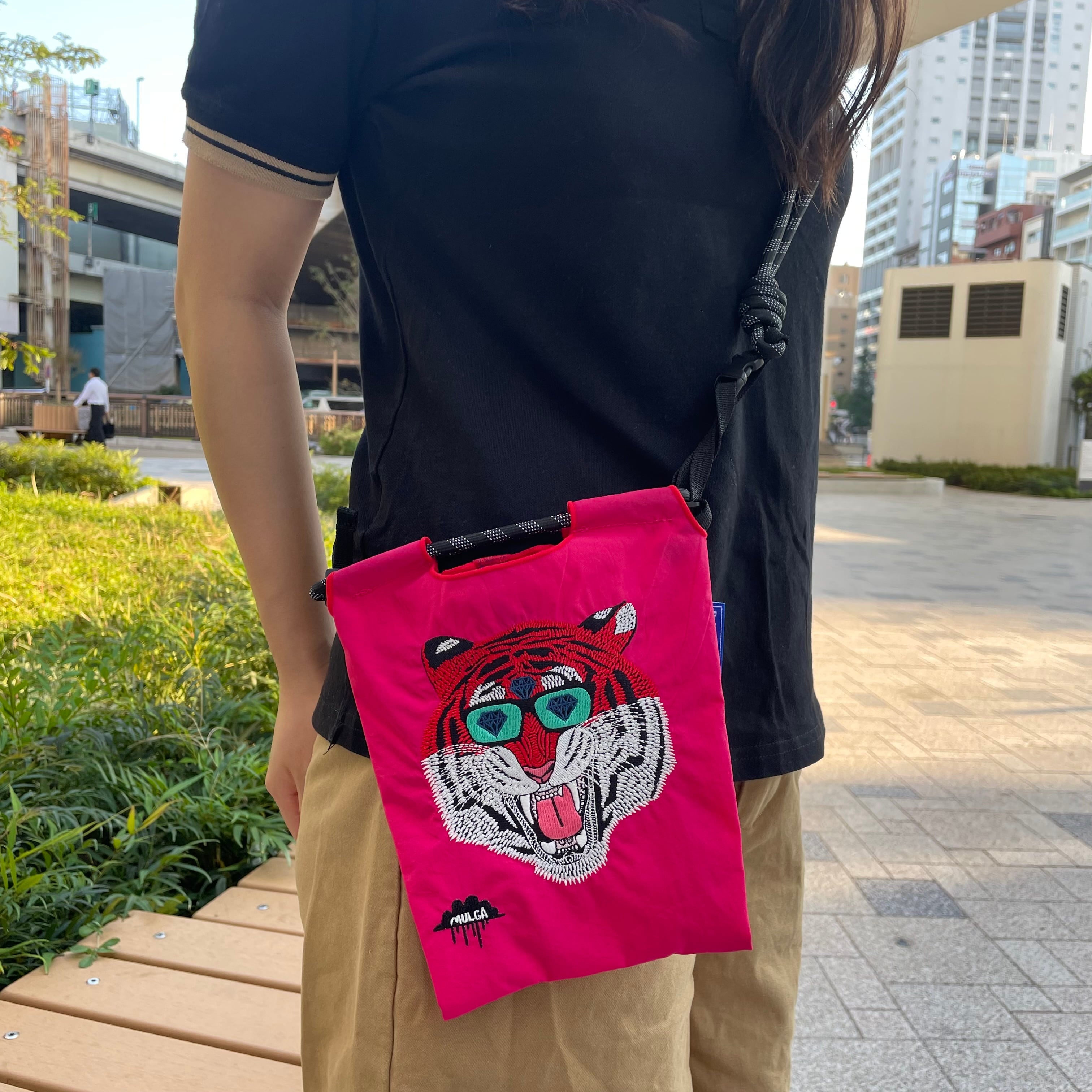 刺繍エコバッグ_MBC-S3【Gino the Majestic Tiger / ピンク/ Sサイズ