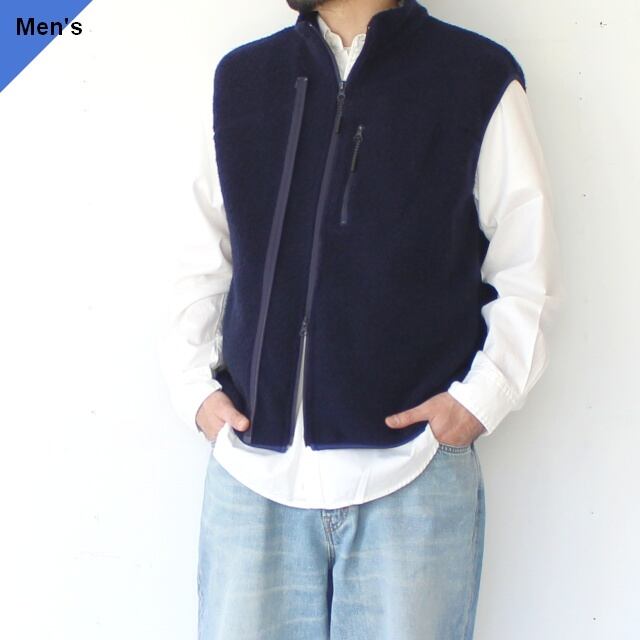 ラスト1点】melple ウールパイルベスト Marced Wool Vest （Navy