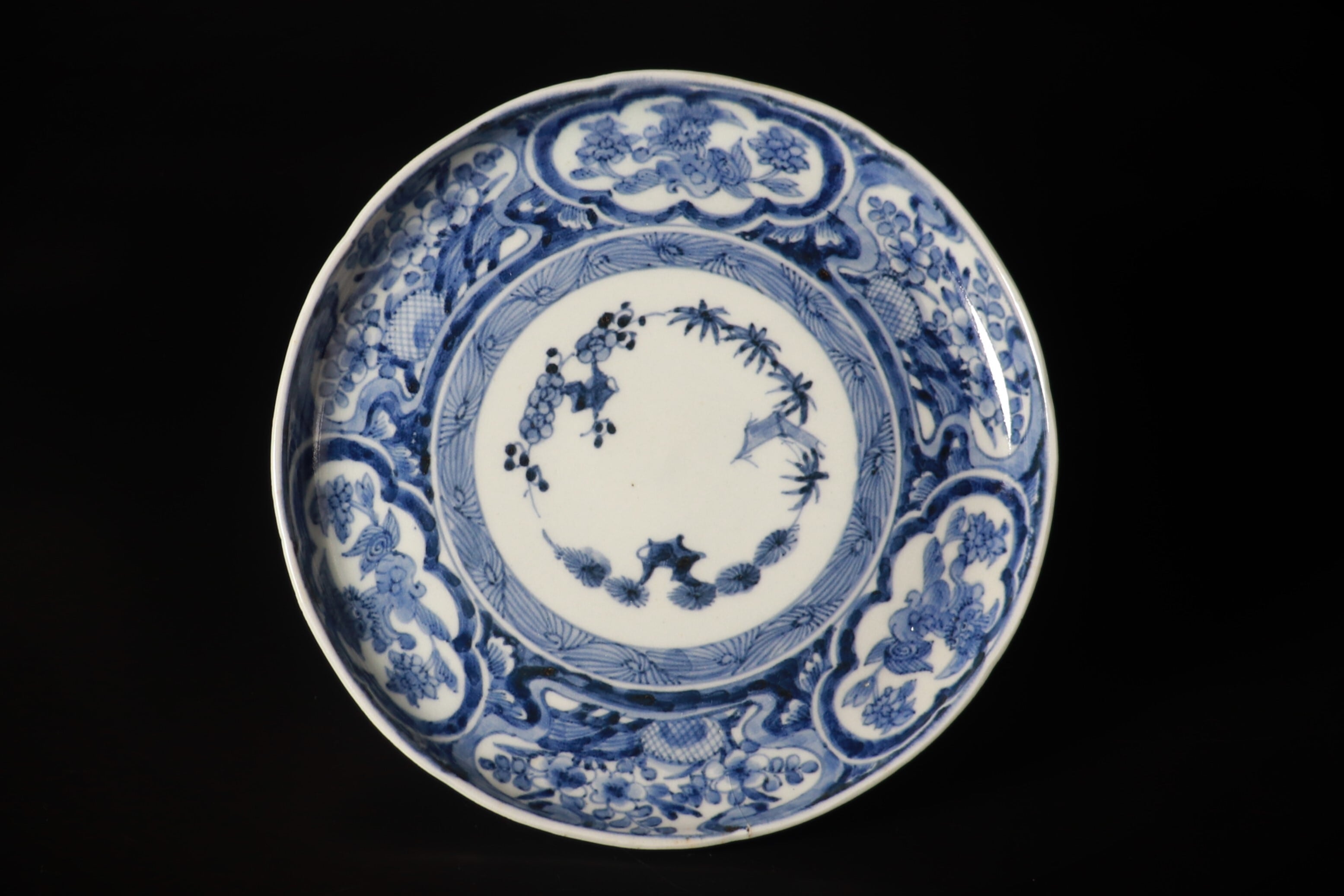 古伊万里染付唐獅子牡丹文輪花皿 3客組 | KATAKAGO_TOKYO