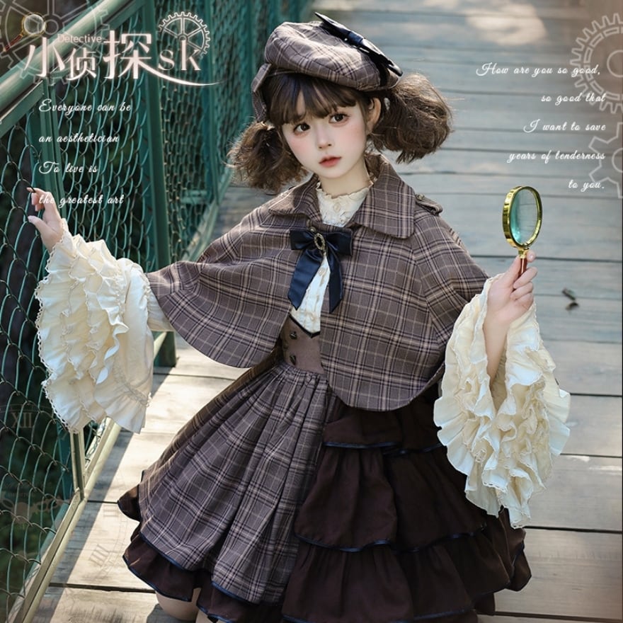 SEASONZ リトル探偵 ベレー帽 英国風 チェック柄 ガーリー 甘め ゆめ