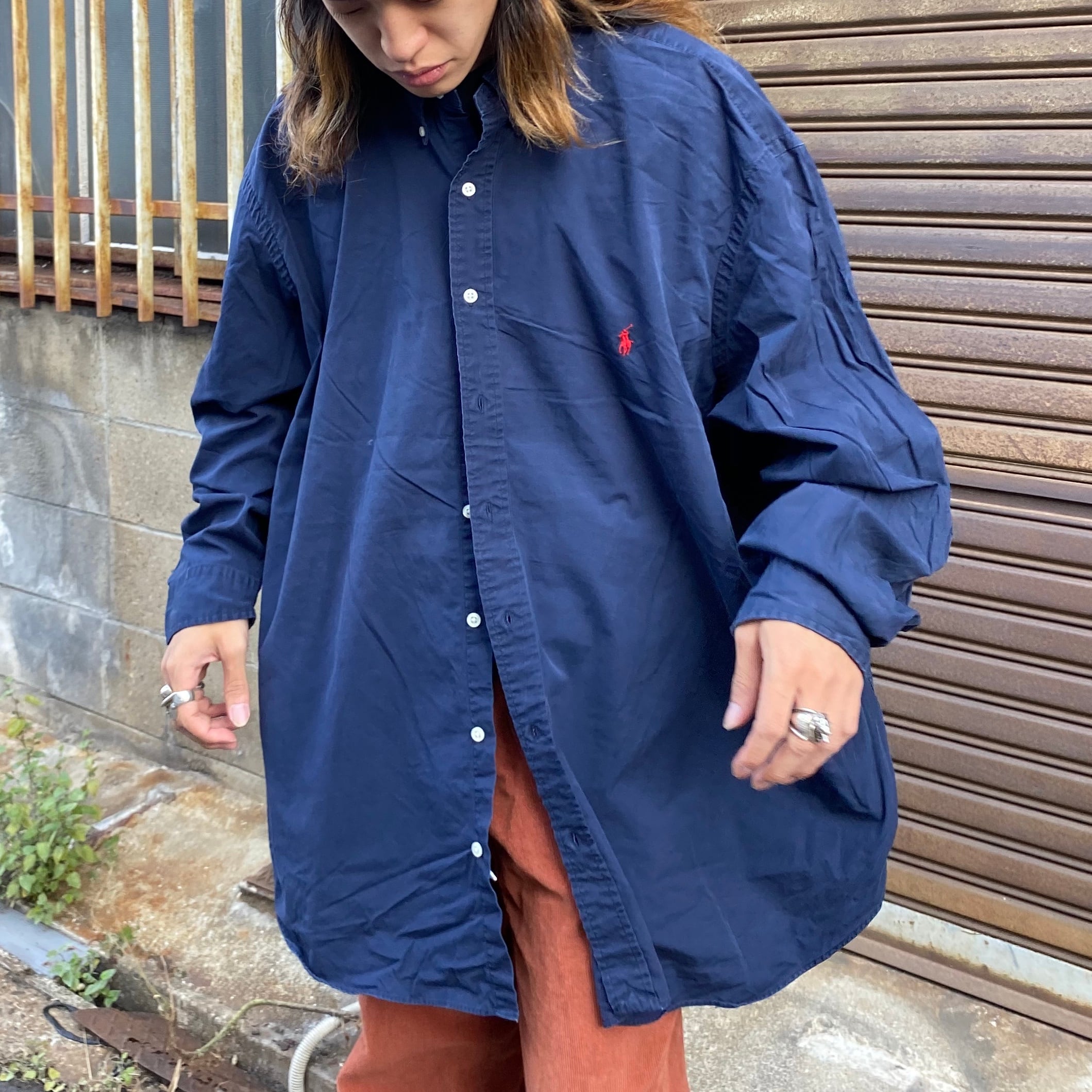 ビッグサイズ Ralph Lauren ラルフローレン 長袖 無地 ボタンダウン