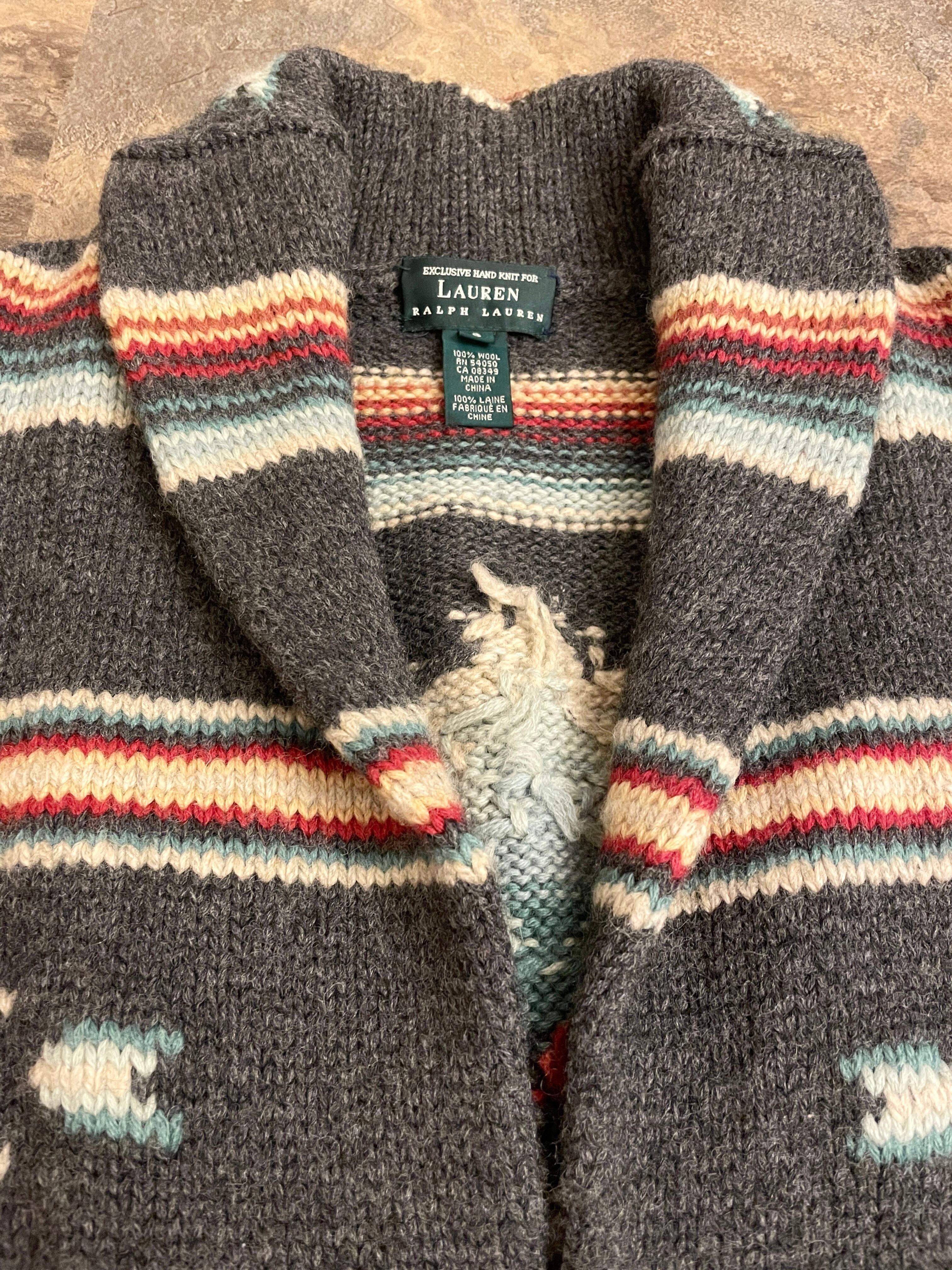 RALPH LAUREN ラルフローレン ネイティブ柄 ハンドニットカーディガン