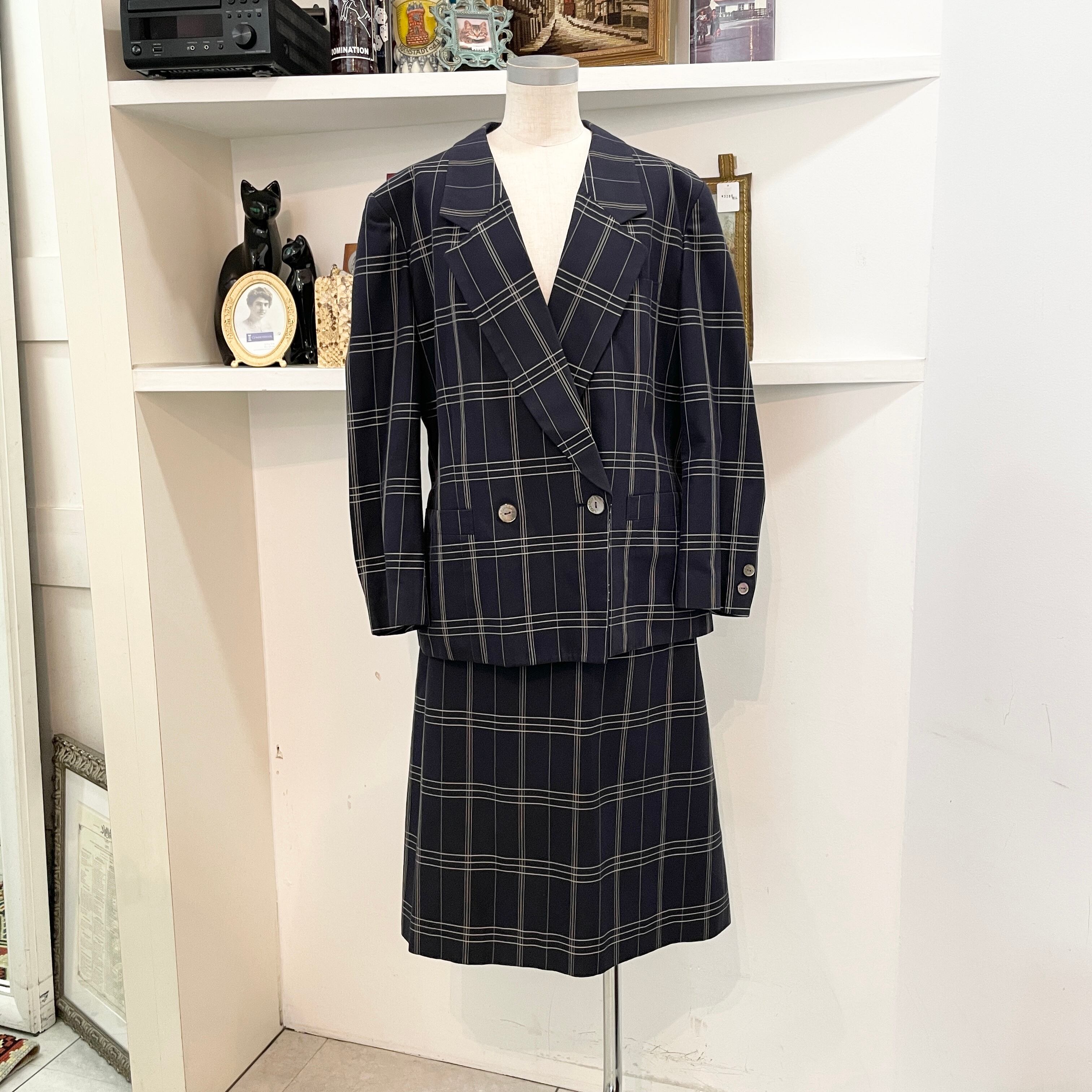 Burberry/setup/jacket/skirt/navy/ladies/バーバリー/セットアップ