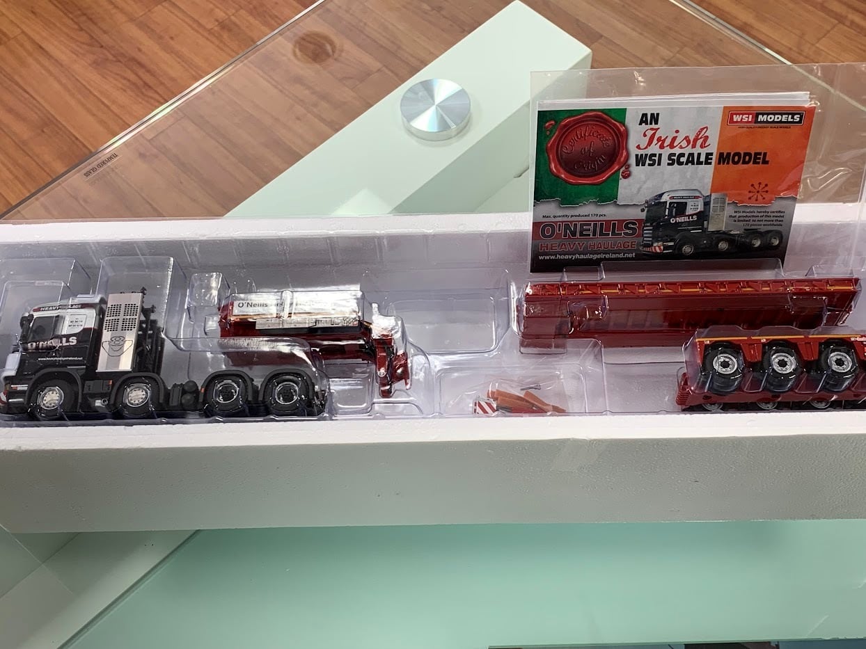 WSI 1/50 SCANIA R5 HIGHLINE 8X4 LOWLOADER EURO - 4 AXLE O'NEILLS